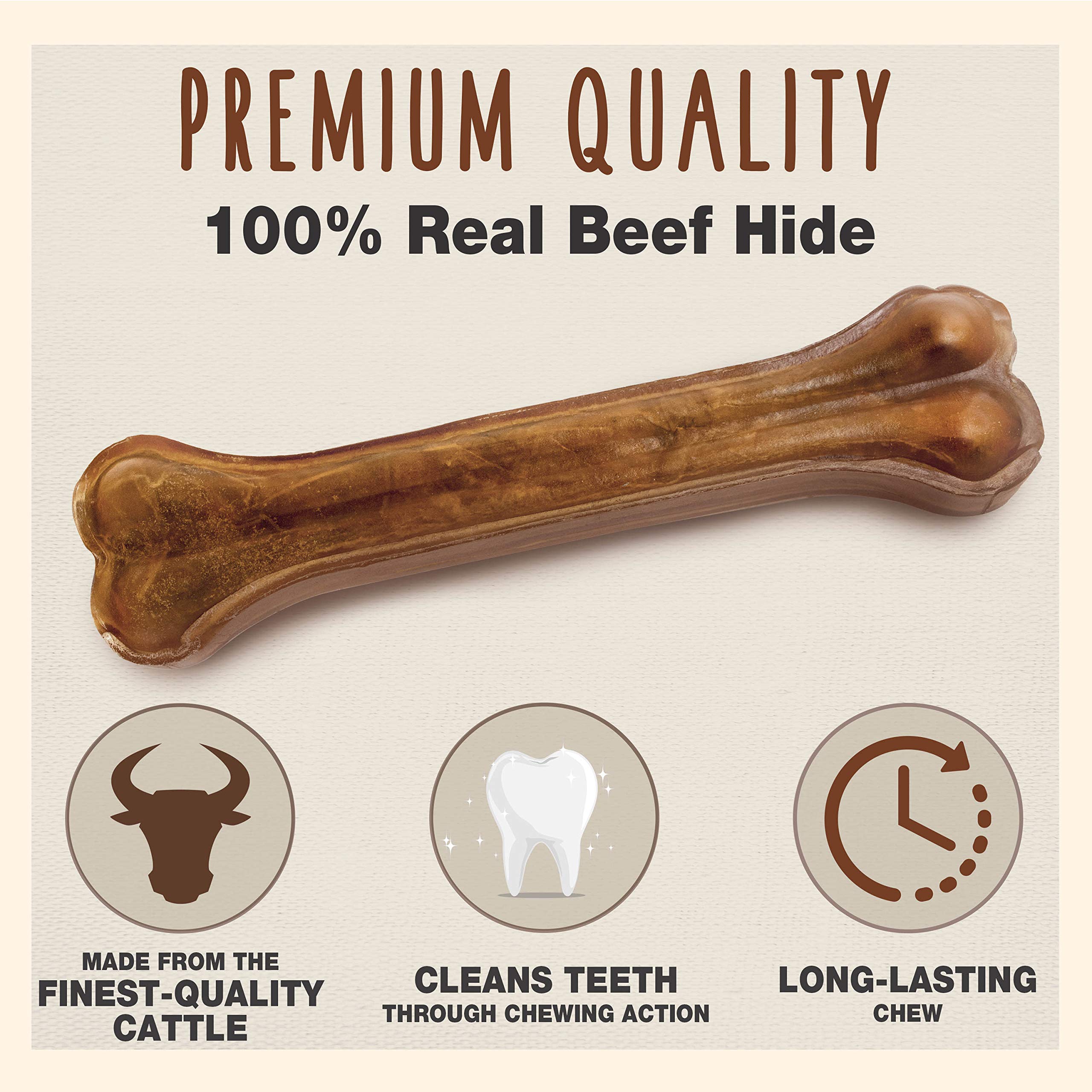 Cadet Premium Grade Pressed Beef Hide Bones 10 Inch, 1 Pack