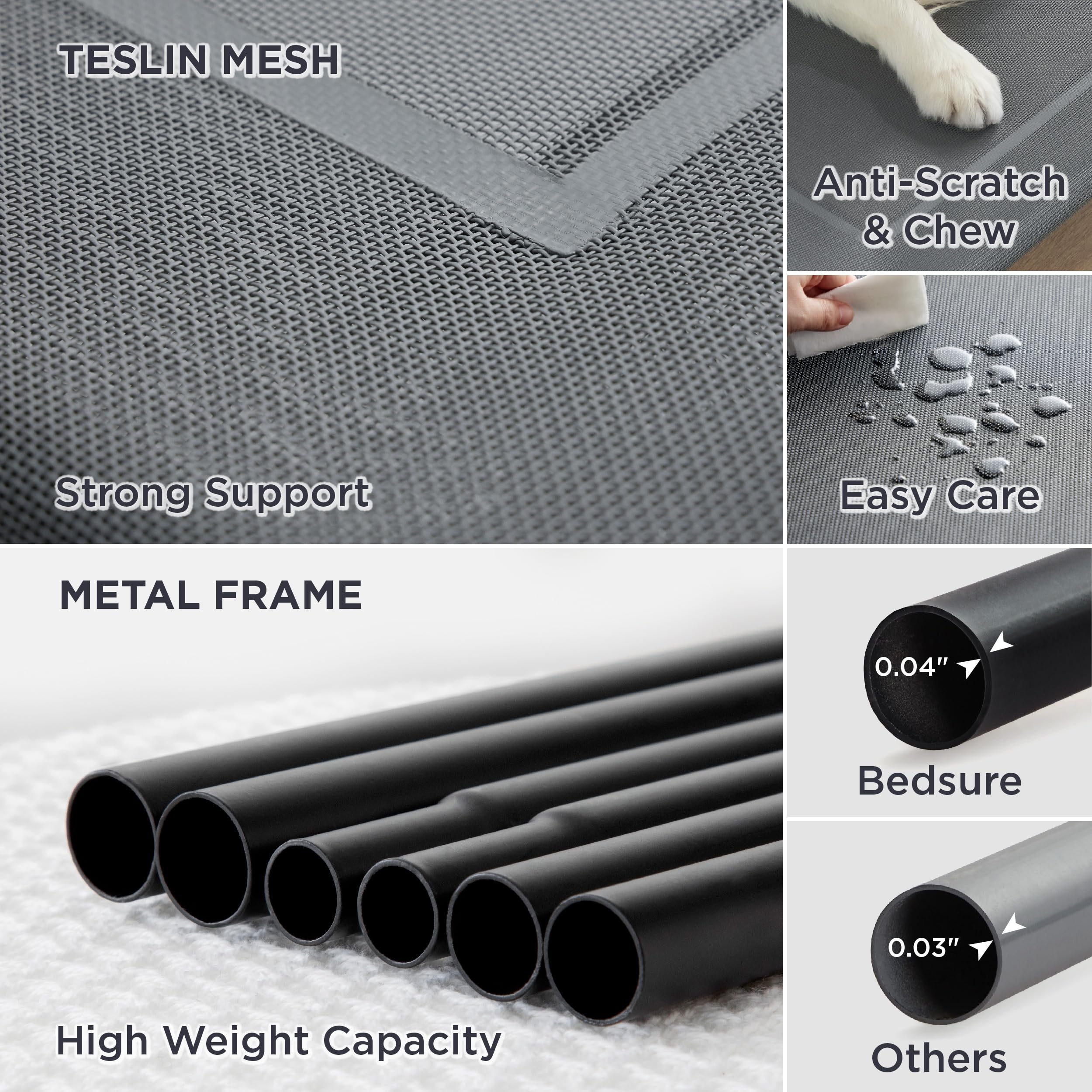 Bedsure Xl Elevated Cooling Dog Bed Cot, Raised Pet Beds With No-Slip Feet, Stable Frame & Durable Supportive Teslin Recyclable Mesh, Breathable, Indoor And Outdoor, Multi Size Breathable Mesh