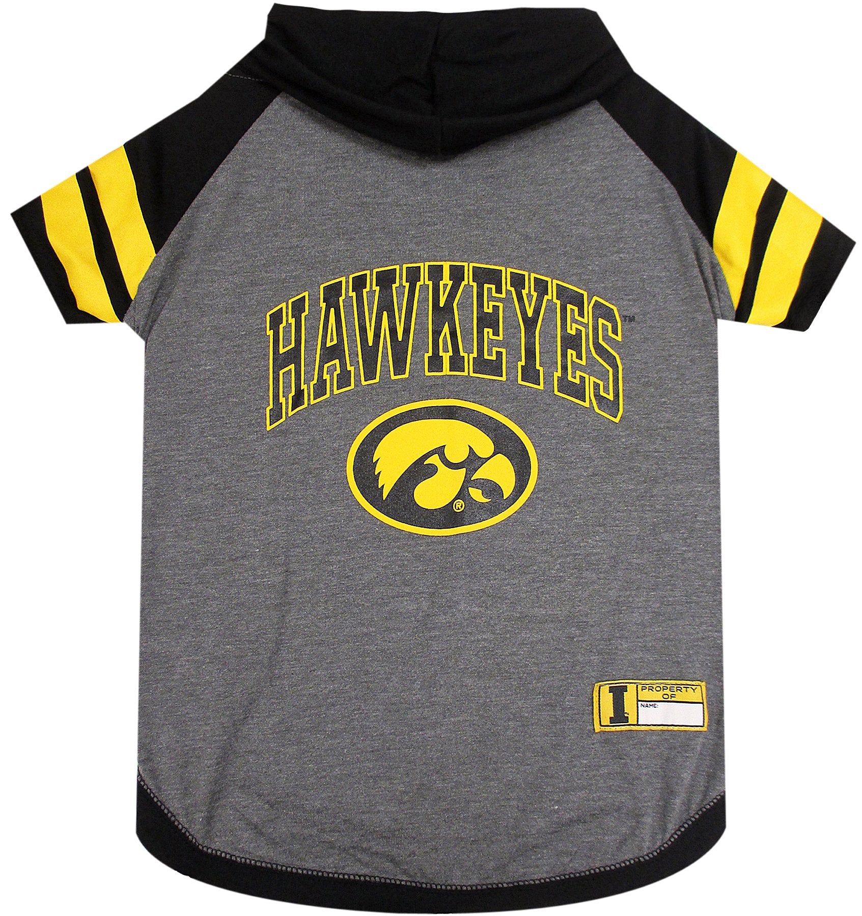 NCAA Iowa Hawkeyes Hoodie for Dogs & Cats, Large Collegiate Licensed Dog Hoody Tee Shirt. Sports Hoody T-Shirt for Pets. College