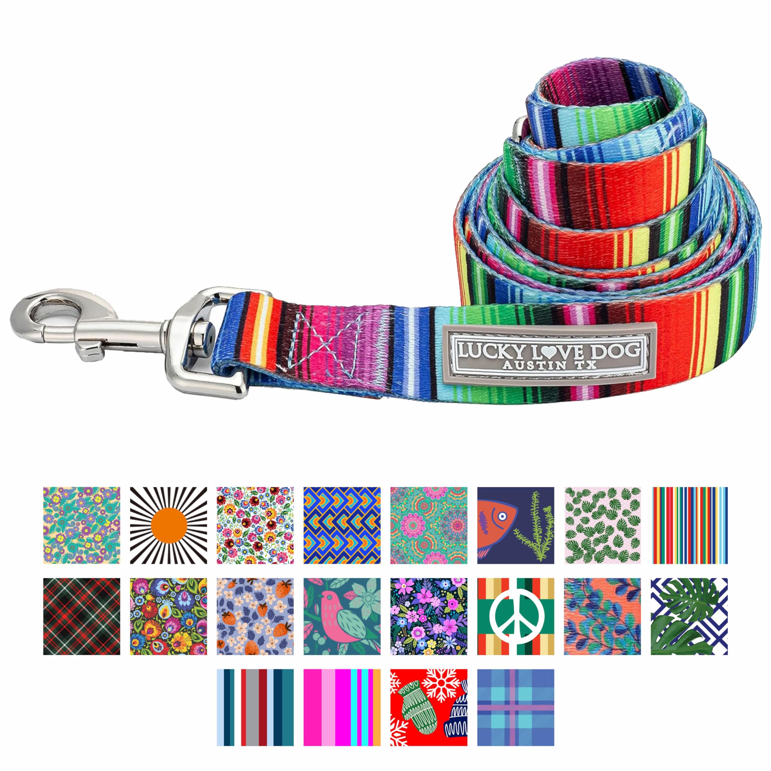 Lucky Love Dog Leash, Colorful Striped Dog Leash For Large Dogs, Durable & Long Lasting, (Nacho, Large)