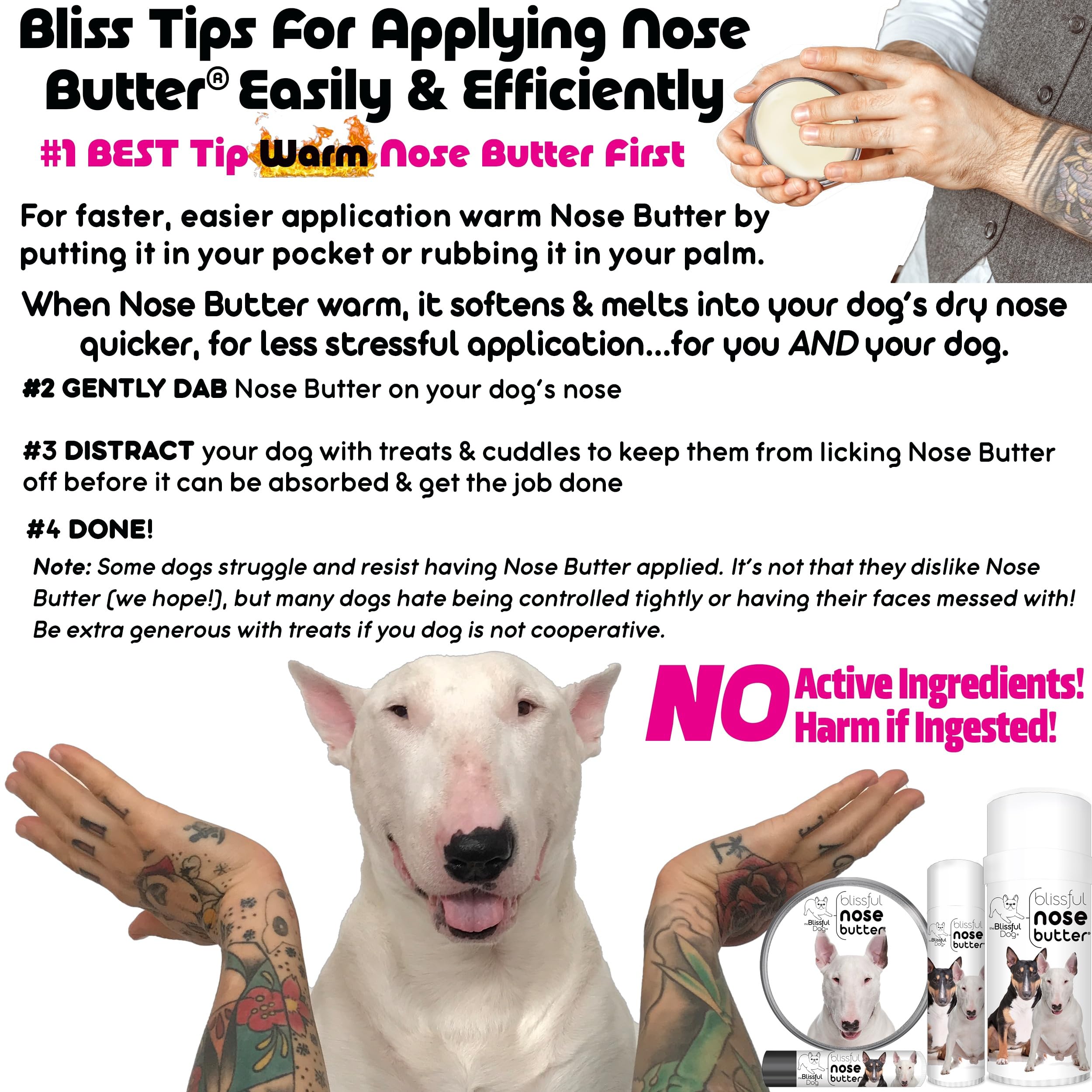The Blissful Dog Bull Terrier Unscented Nose Butter, 4 oz