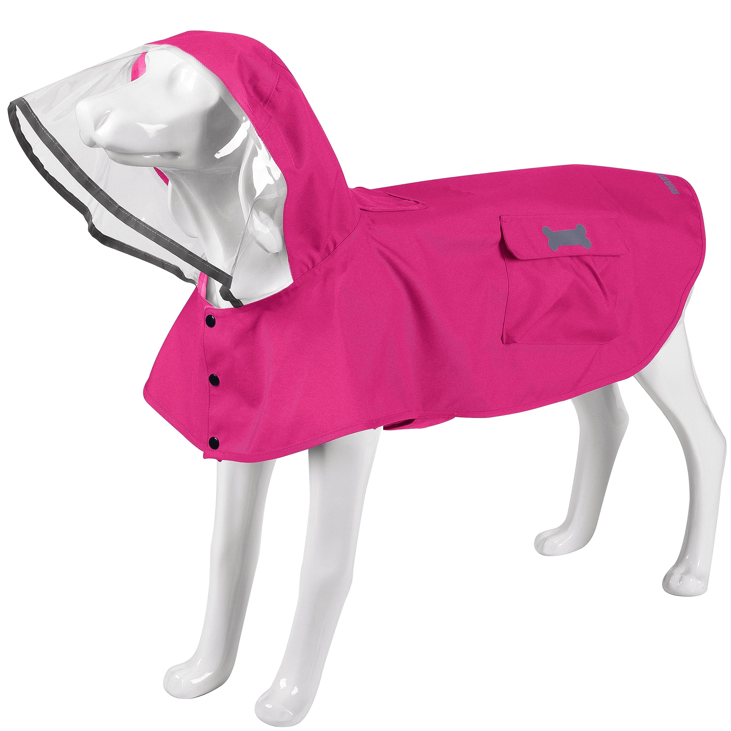 Waterproof Dog Raincoat, Adjustable Reflective Lightweight Pet Rain Clothes With Poncho Hood (Small, Dark Pink)