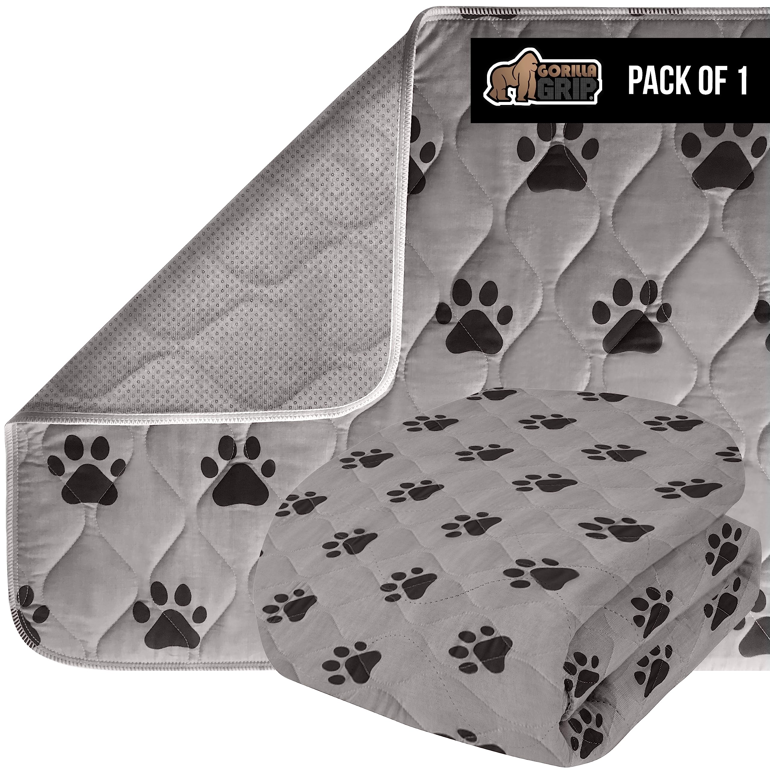 Gorilla Grip Reusable Puppy Pads, Slip Resistant Pet Crate Mat, Absorbs Urine, Waterproof, Cloth Pee Pad for Training Puppies, W