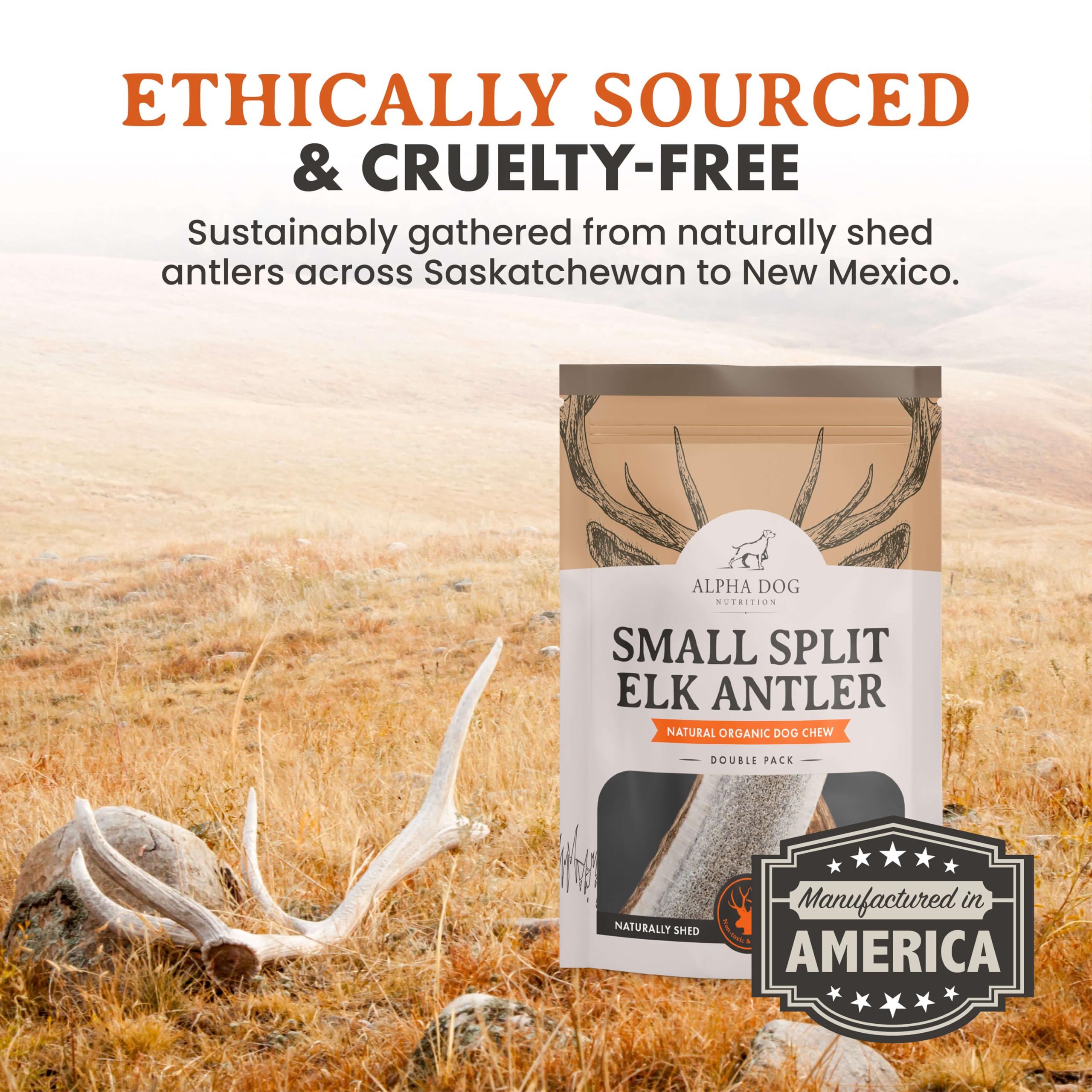 Alpha Dog Nutrition Elk Antler Chews (1 Count (Pack Of 2), Small Split)