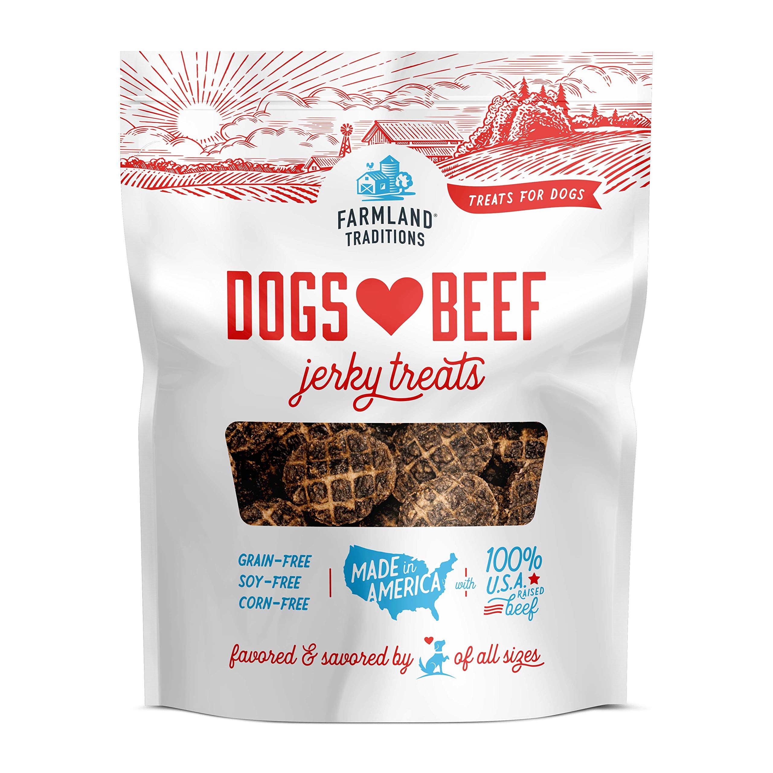Farmland Traditions Dogs Love Beef Jerky Dog Treats with Only 4 Ingredients and No Fillers, 13.5 Ounce Bag