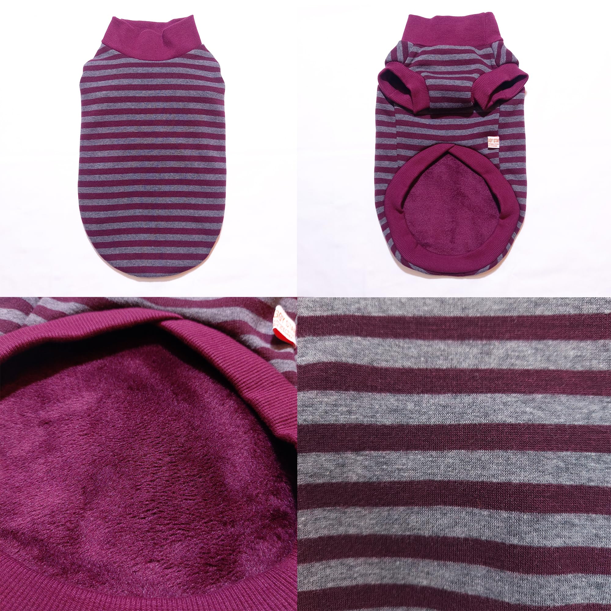 D Doggy Star Dachshund Sweater For Dogs Lining Napping Stripe T Shirts (Xl,Burgundy/Grey)