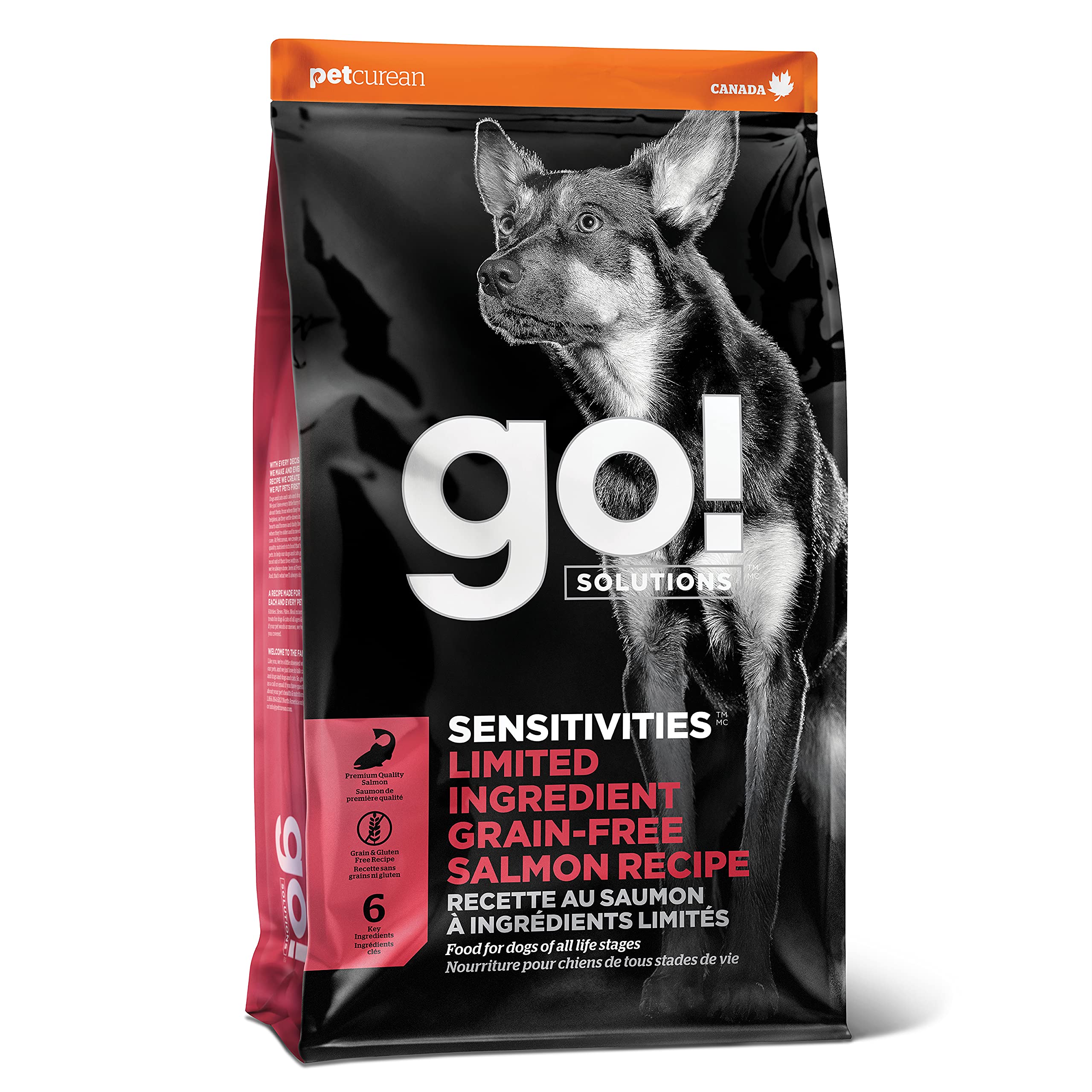 Go! Solutions Sensitivities Limited Ingredients, Grain-Free Dry Dog Food, Salmon Recipe for Sensitive Stomach, 22 lb Bag