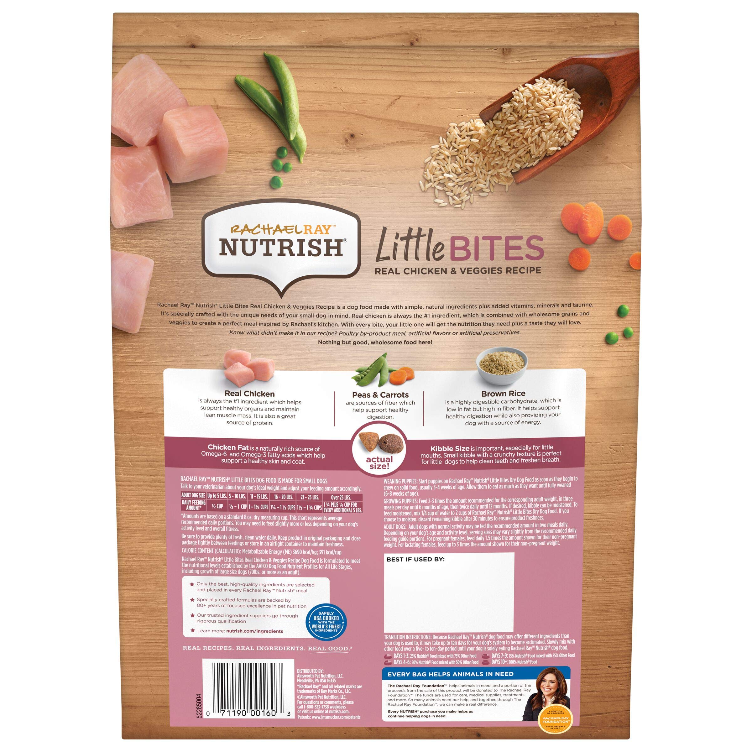 Nutrish Rachael Ray Little Bites Dry Dog Food, Chicken & Veggies Recipe for Small Breeds, 6 Pounds