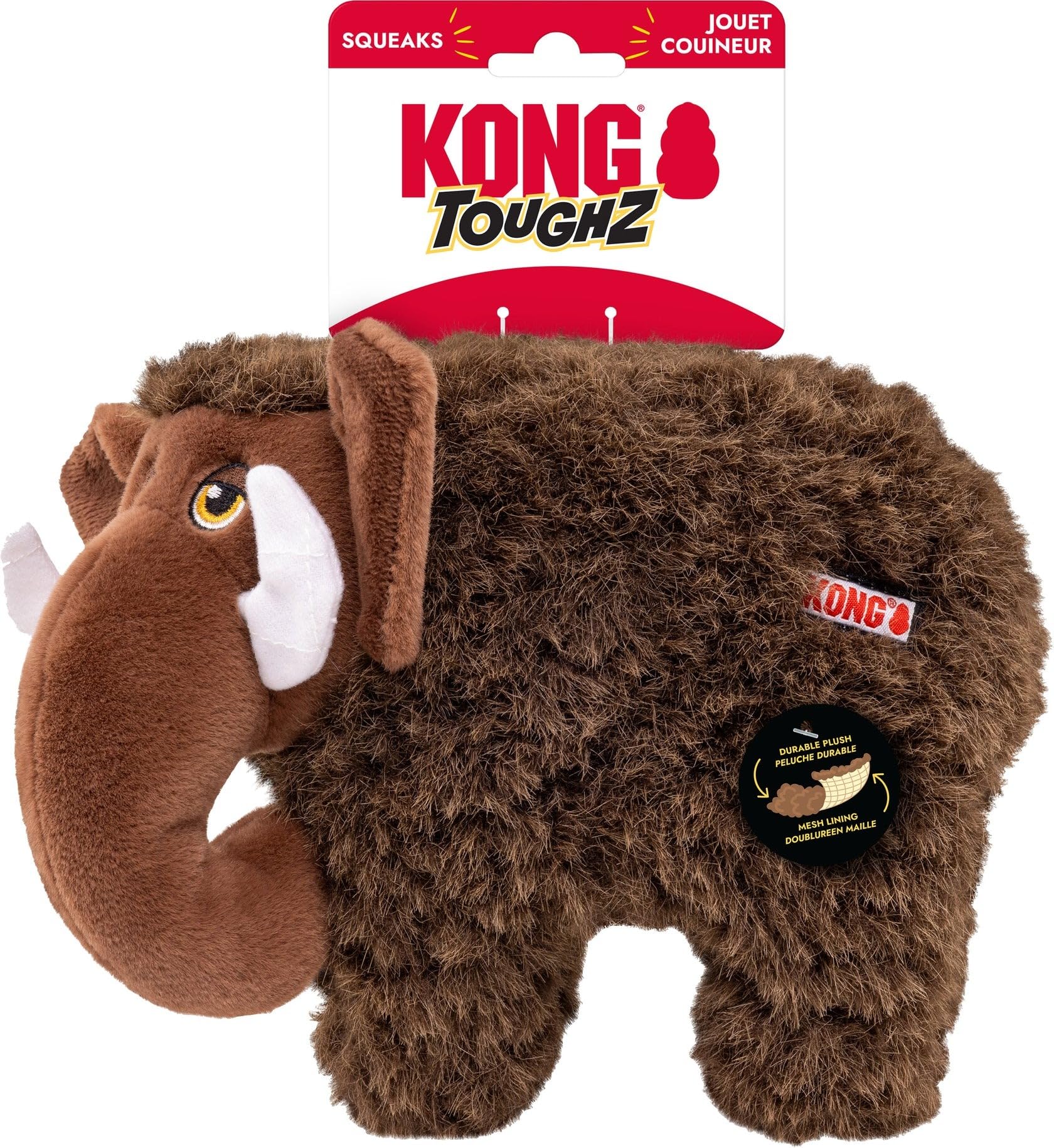 KONG Toughz Durable Plush Dog Toy - Long-Lasting Soft Chew Toy for Aggressive Chewers, Safe & Interactive for Dogs (Mammoth)