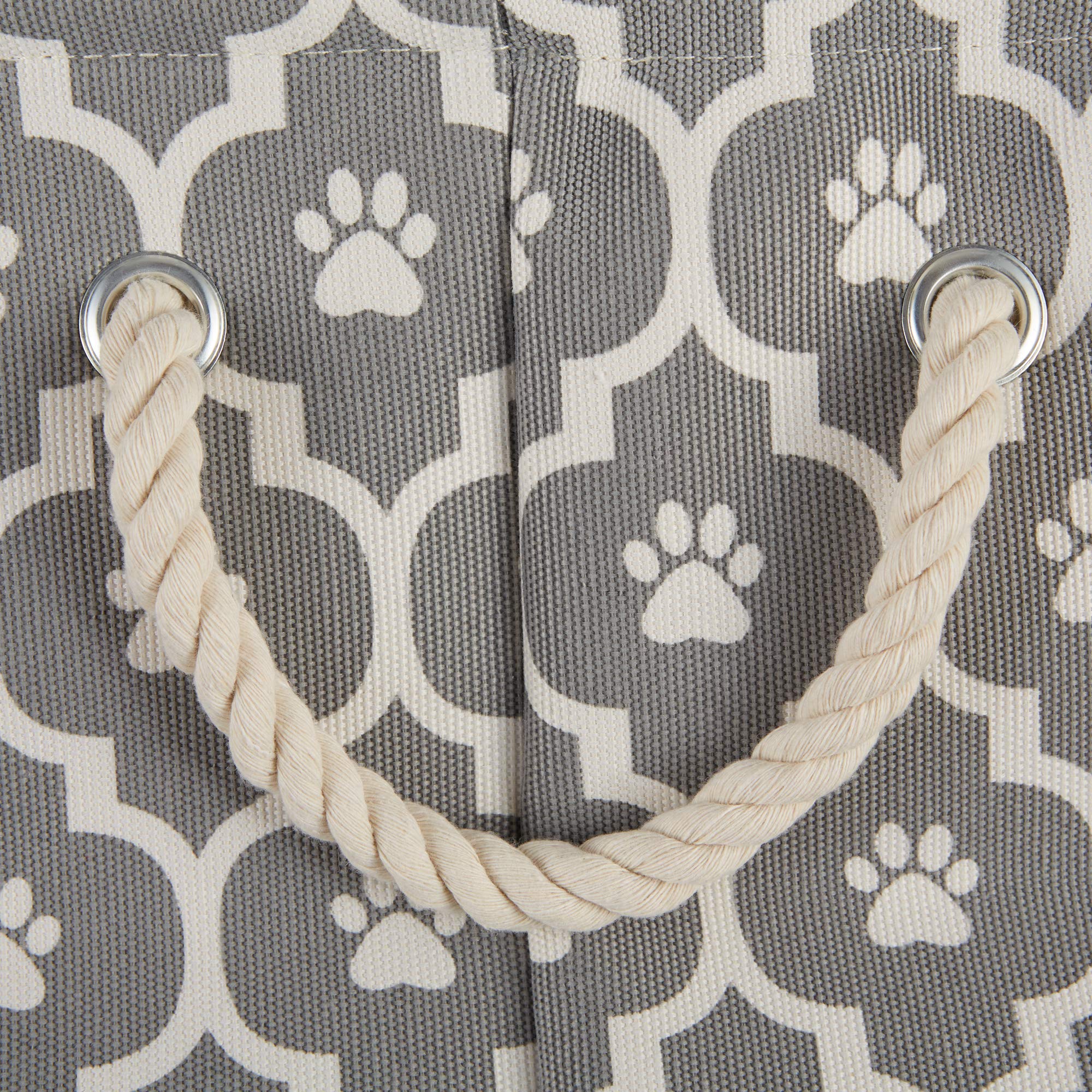 Bone Dry Pet Storage Collection Lattice Paw Print, Gray, Medium Round
