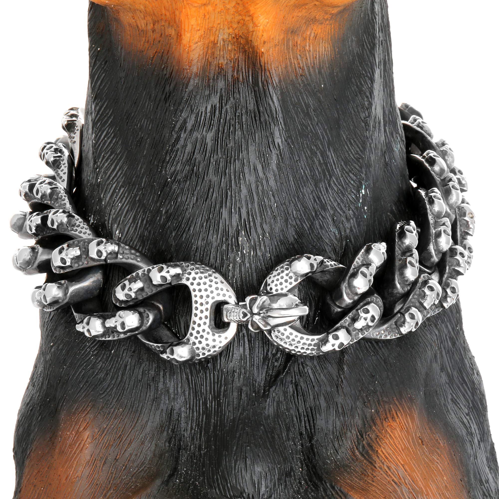 Txprodogchains Personality Chain Dog Collar With Unique Skulls Designer 22Mm Hand Polished Blacked Stainless Steel Link Chain Ne