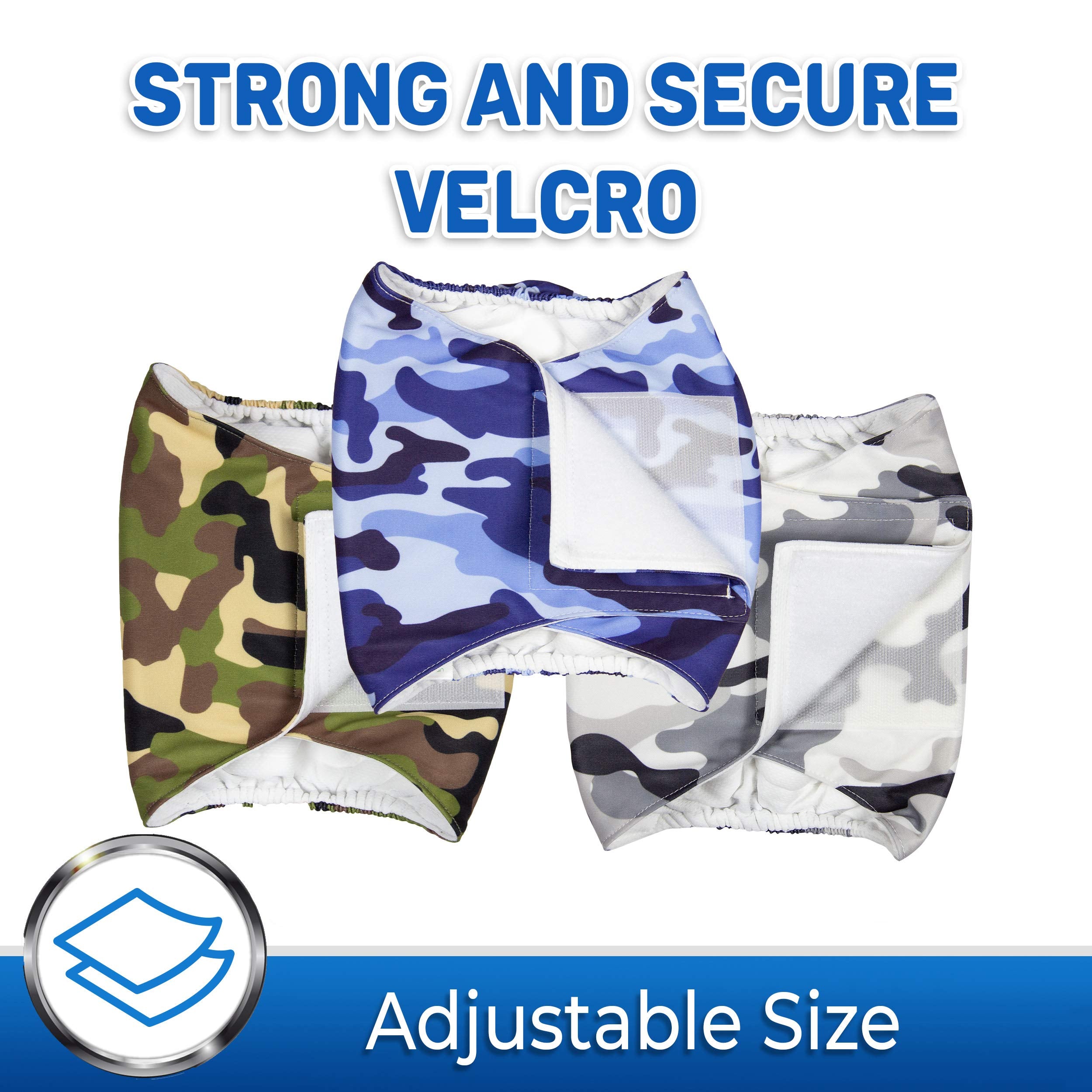 Premium Male Dog Belly Band Washable (3-Pack) (camo, Medium (15-21 Waist))