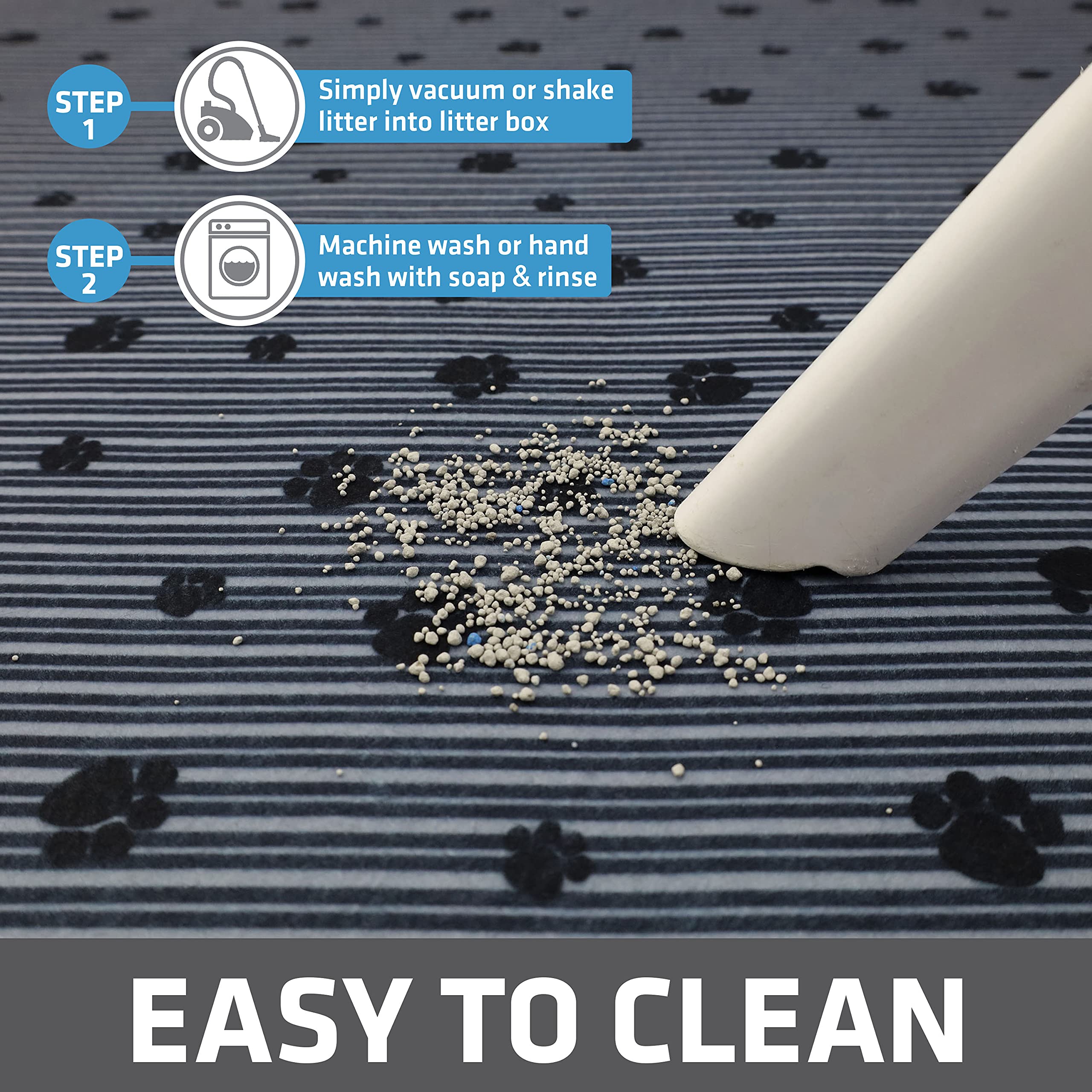 Drymate Original Cat Litter Mat, Contains Mess From Box, Protects Floors, Urine-Proof, Machine Washable, Soft On Kitty Paws, Absorbent, Waterproof (Usa Made) (28”X36”)(Greystripepaw)(12-Pack)