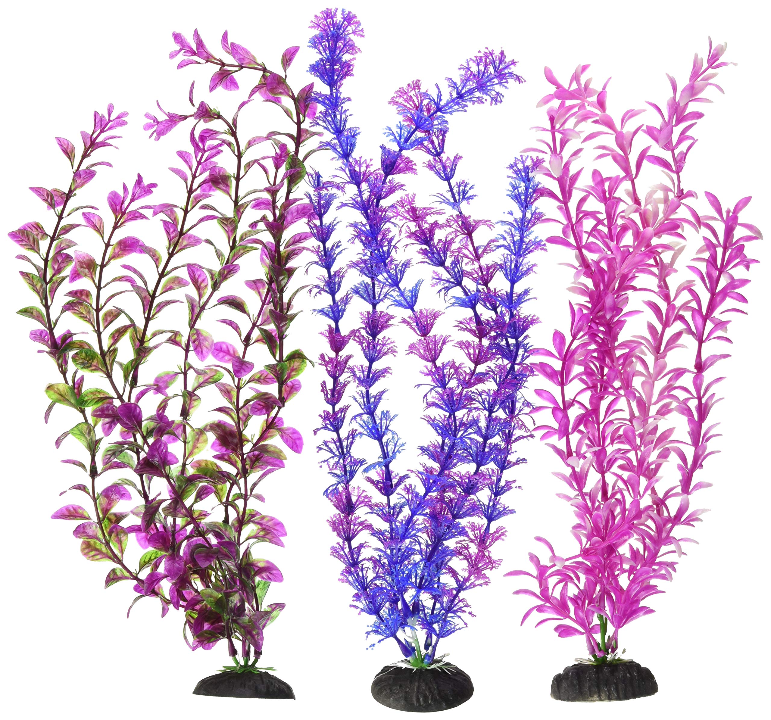 Penn-Plax Aqua-Plants Plastic Aquarium 3 Piece Plant Bundle – Vivid Appearance And Gentle Texture – Multicolor – 16” Height