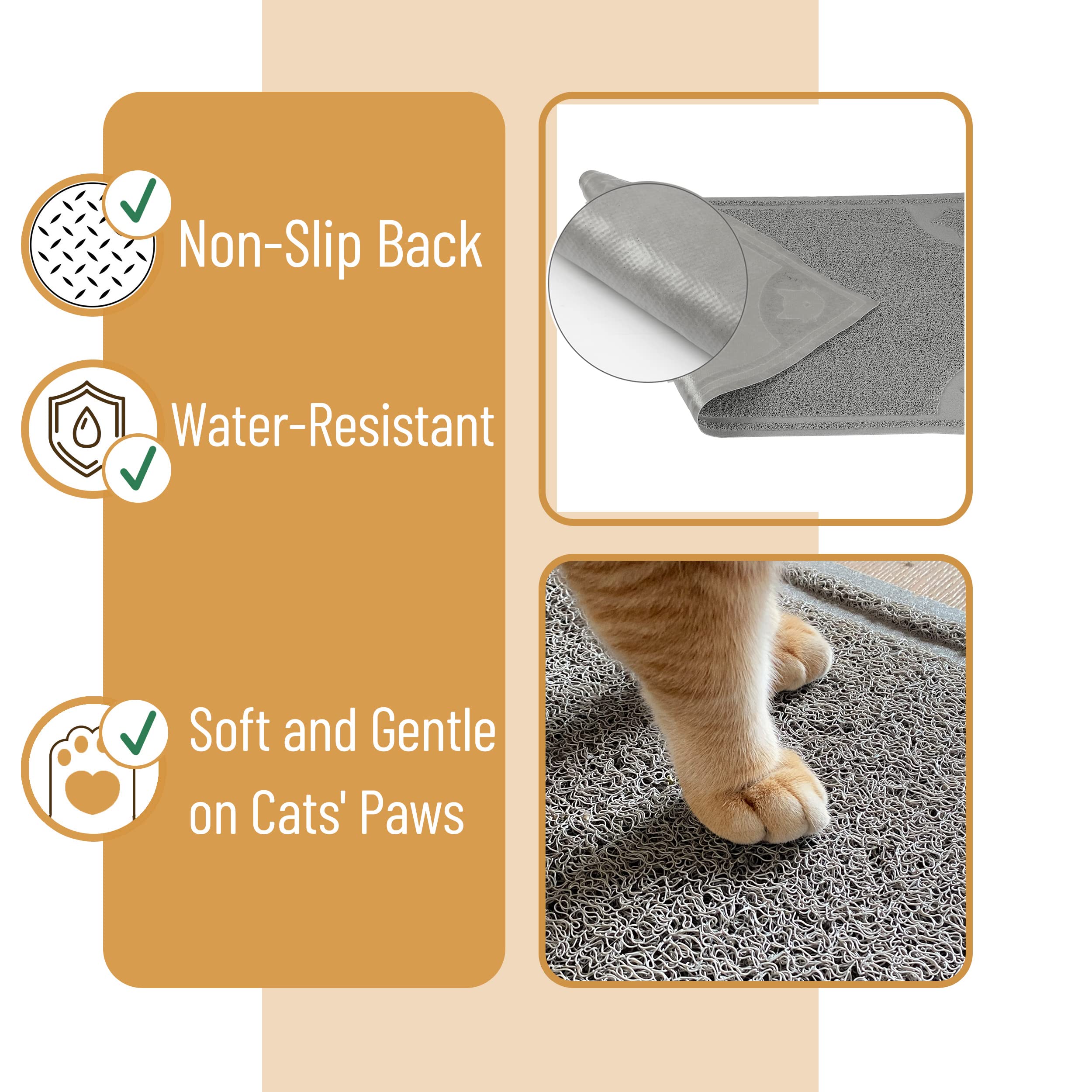 Mr. Pen Large Cat Litter Mat, Gray, 23.5”x35.2”, PVC Trapping Rug for Litter Box