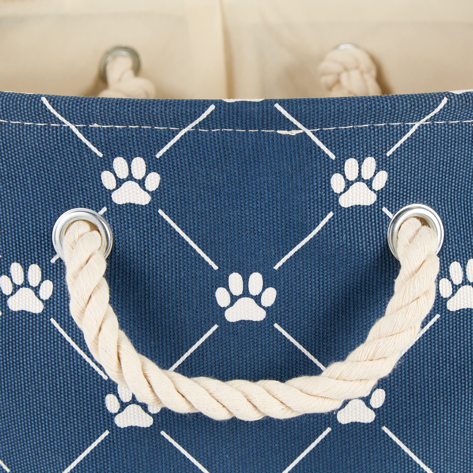 Bone Dry Pet Storage Paw and Bone, Trellis Collection, Small Rectangle, 14x8x9, Navy