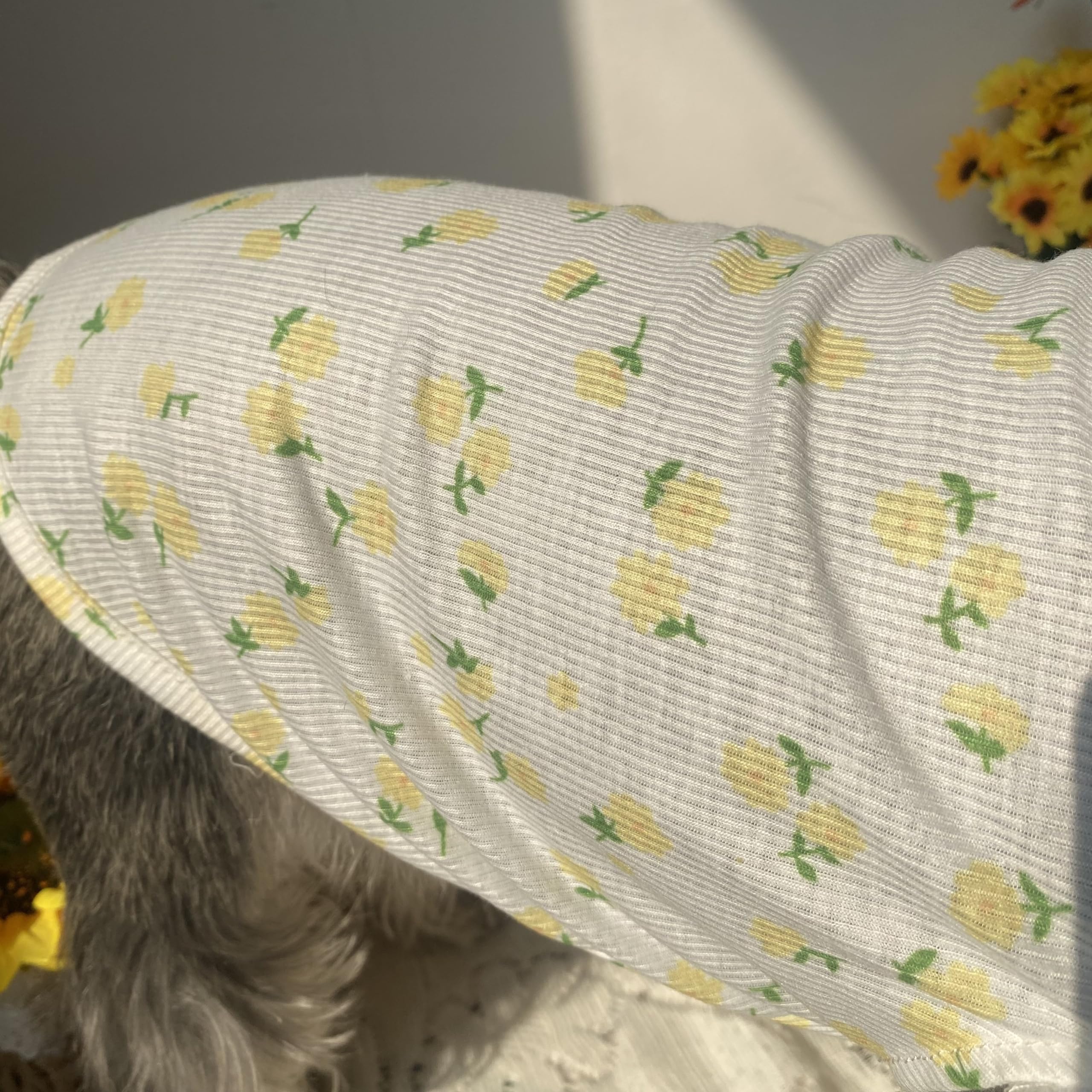 Summer Dog Cotton T Shirt Pet Tee Shirts Puppy Daisy Flower Prints Clothes Apparel For Small Dogs Cats