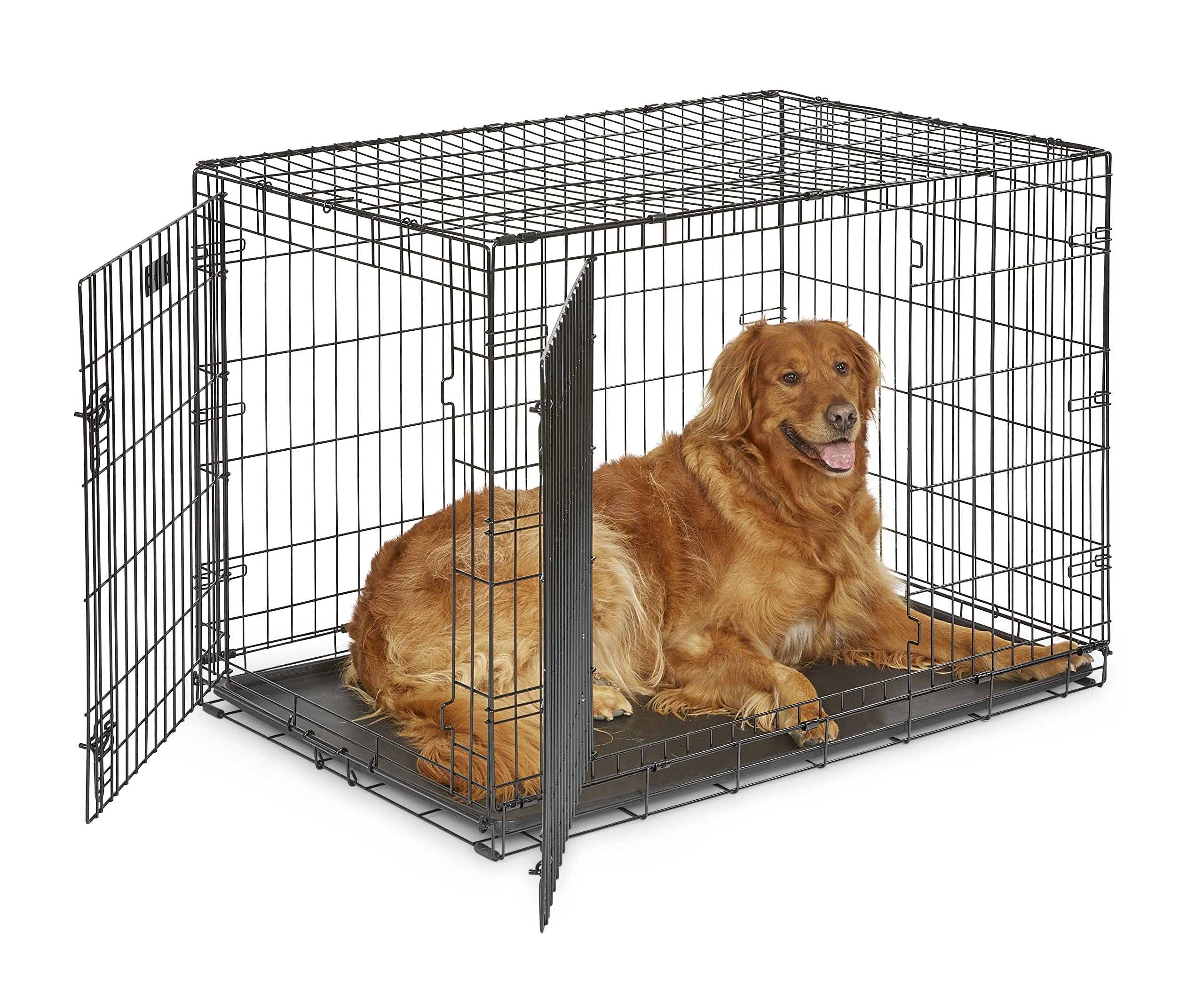 Midwest Homes For Pets Newly Enhanced Double Door Icrate Dog Crate, Includes Leak-Proof Pan, Floor Protecting Feet, Divider Panel & New Patented Features