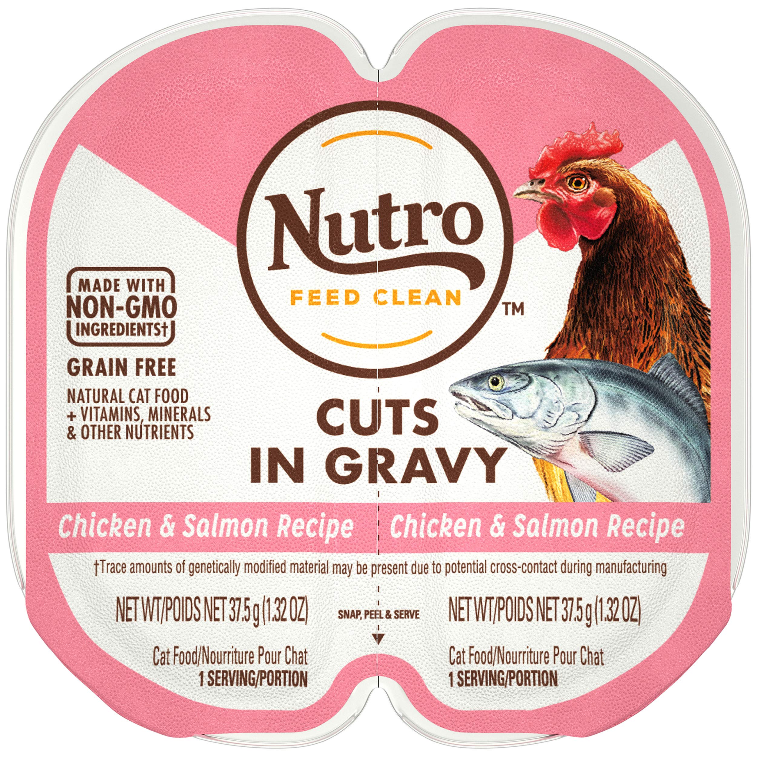 Nutro Perfect Portions Wet Cat Food Cuts in Gravy Chicken & Salmon Recipe, 2.64 oz Twin-Pack Trays (24 Count, Pack of 1)