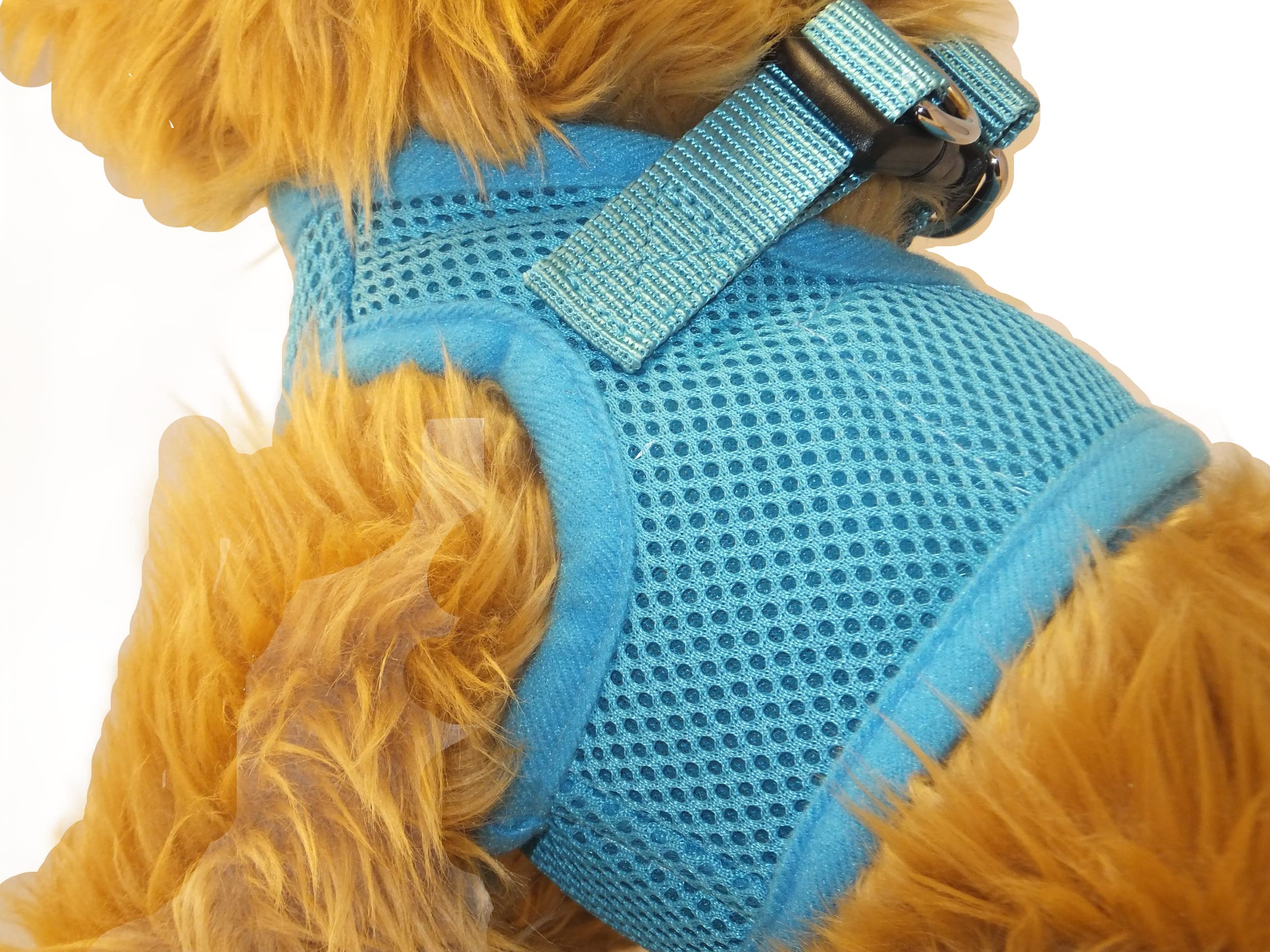 Snazzi Pet Soft Mesh Comfy Step In Dog Vest Harness Tiny Xs Small Med Dogs 2-16 Lbs Teacup Mini Toy Puppy (Sky Blue, Sm 12.5'-13.5' 5-6.5 Lbs)