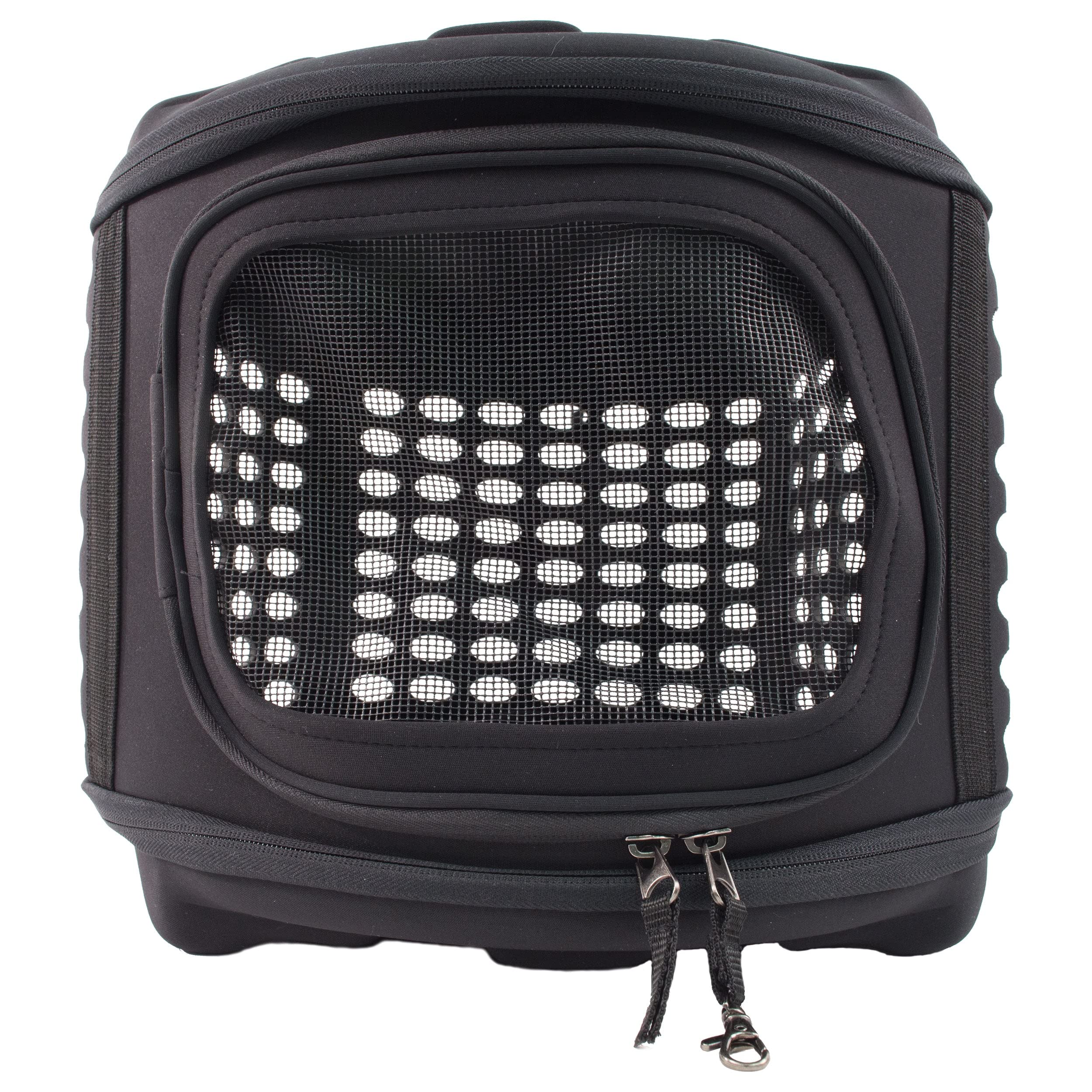 Pet Life Circular Shelled Travel Pet Carrier - Collapsible And Folding Airline Dog Carrier With Lightweight Military-Grade Durability With Included Shoulder Straps
