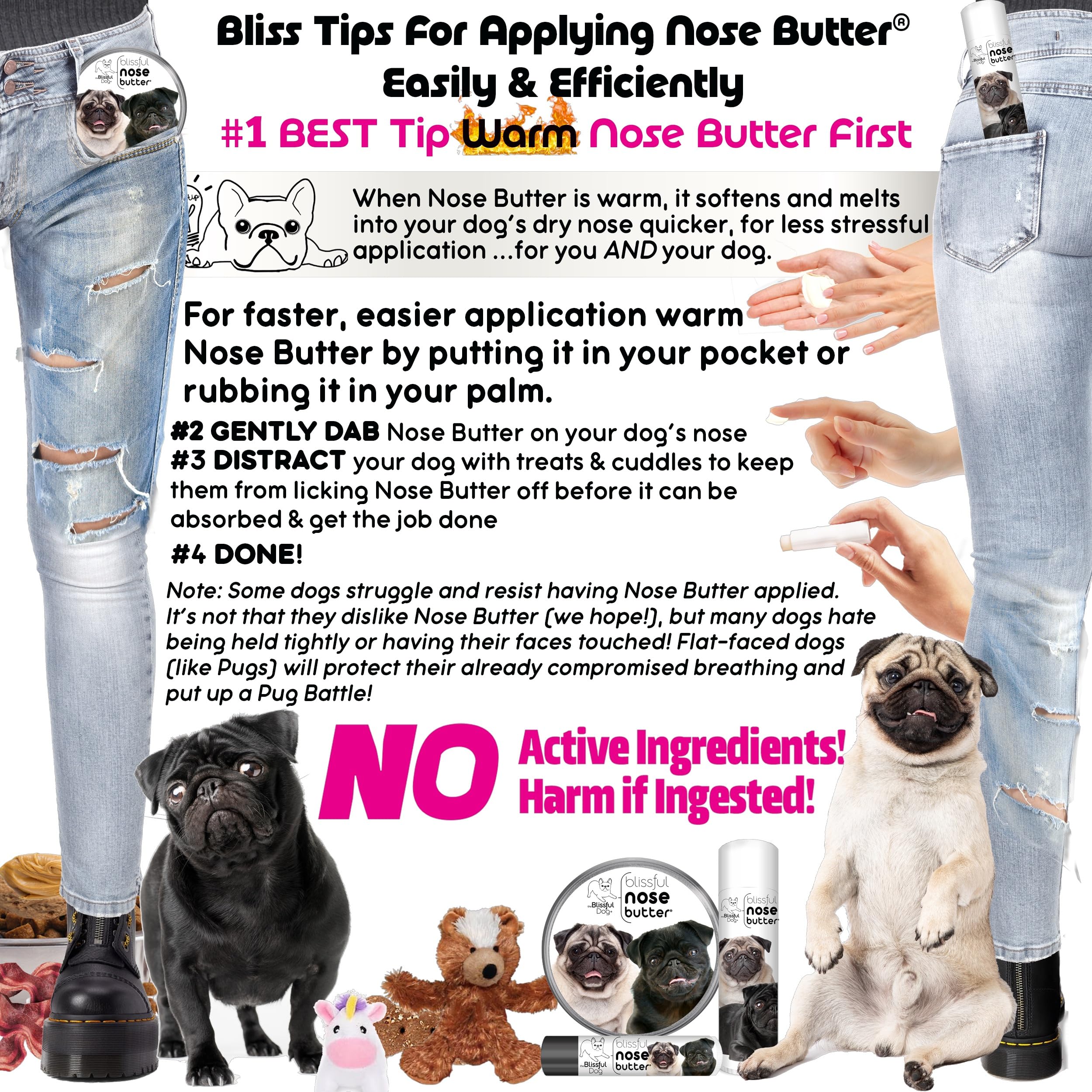 The Blissful Dog Black Pug Unscented Nose Butter, 16oz