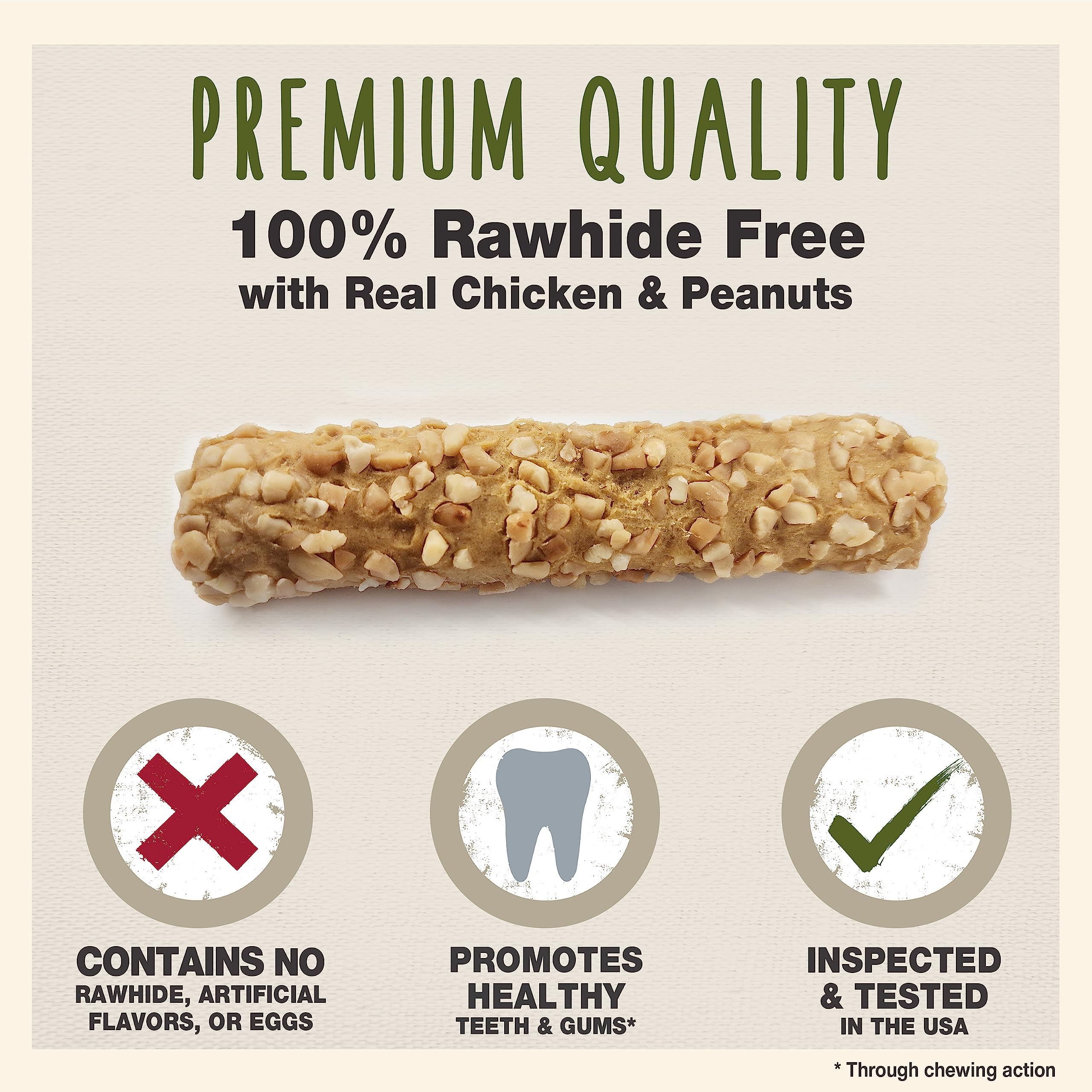 Cadet Smart Hide Peanut Coated Rawhide Free Dog Treats, 4.23 oz, 2 Count