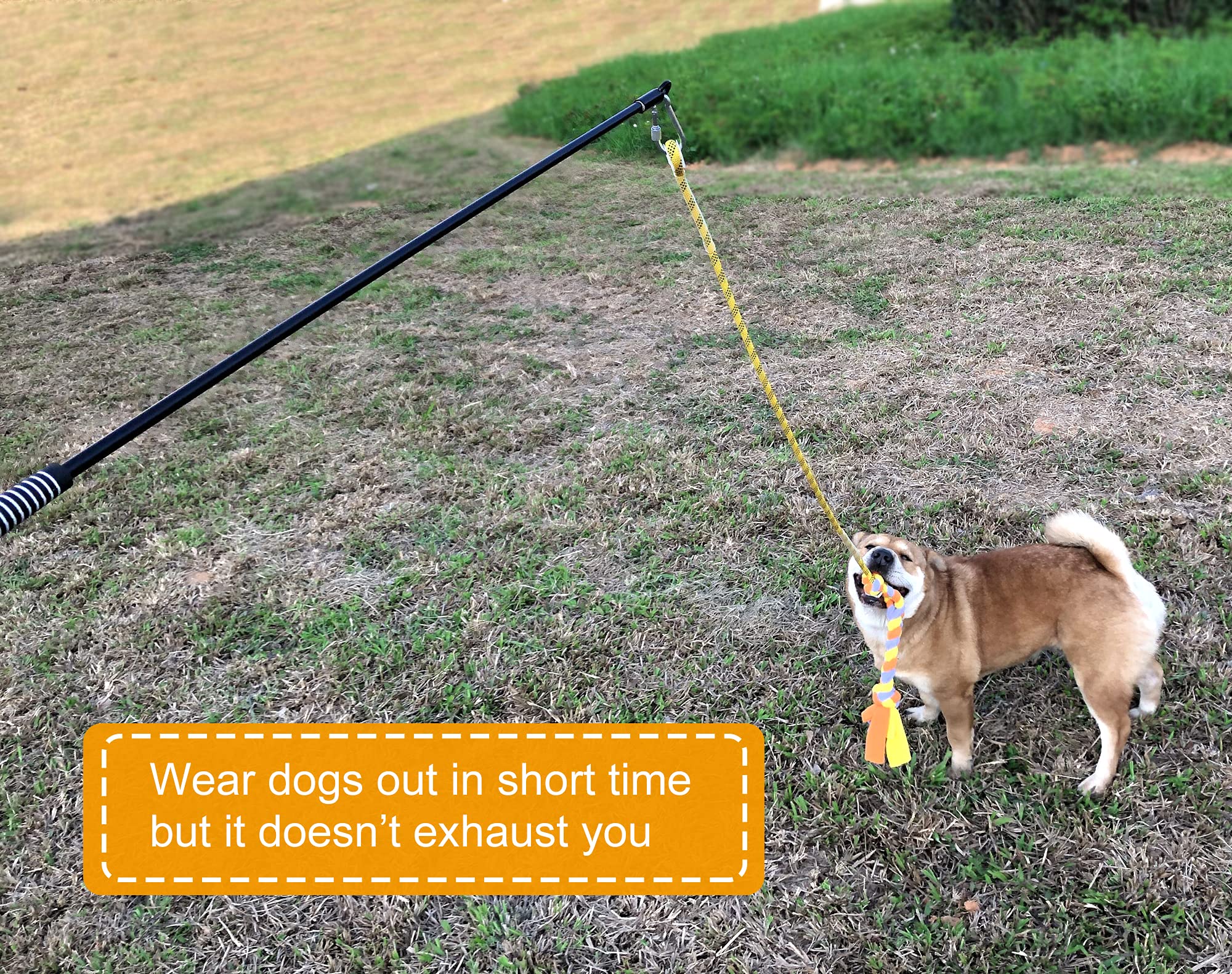 Dewonch Flirt Pole Dog Toys for Training & Exercise,Durable Teaser Stick with Fleece Rope Lure for Medium & Large Pets to Fetch
