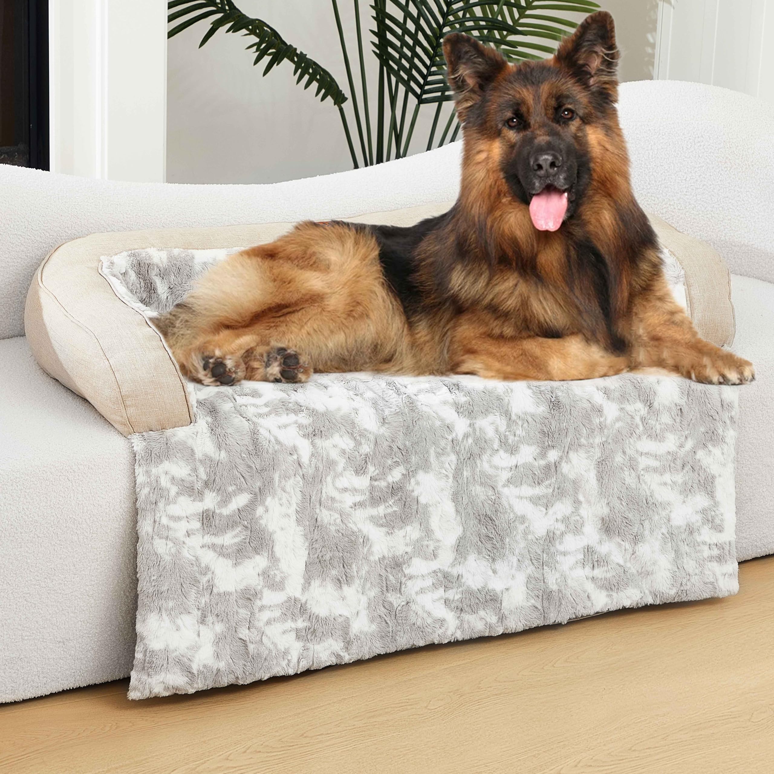 Hapyclaw Calming Dog Couch Bed Mat, 45X37 Inch Waterproof Fluffy Sofa Cover, Furniture Protector With Handle, Removable And Wash