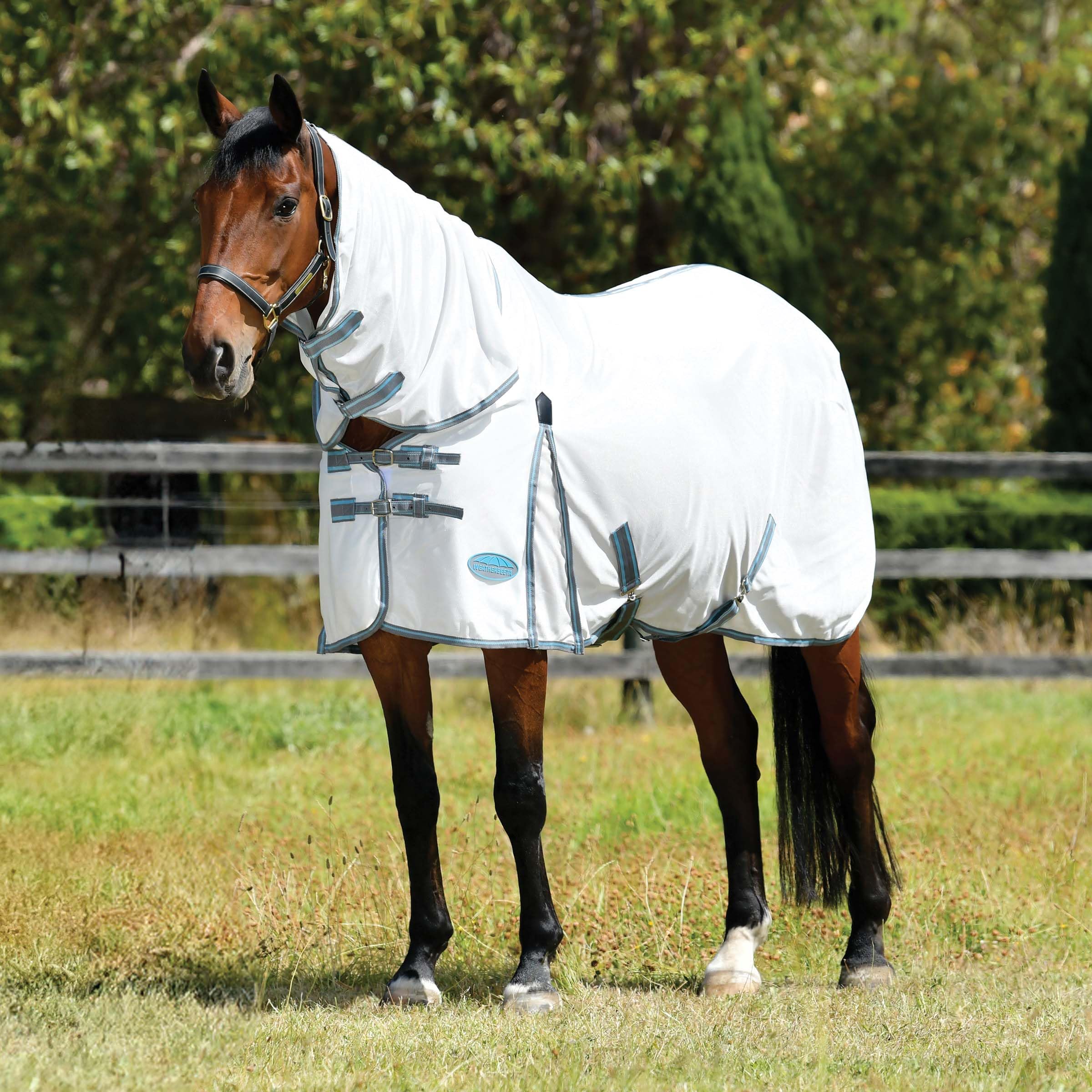 Weatherbeeta Comfitec Essential Mesh Ii Combo Neck, White/Grey/Bright Blue, 66''