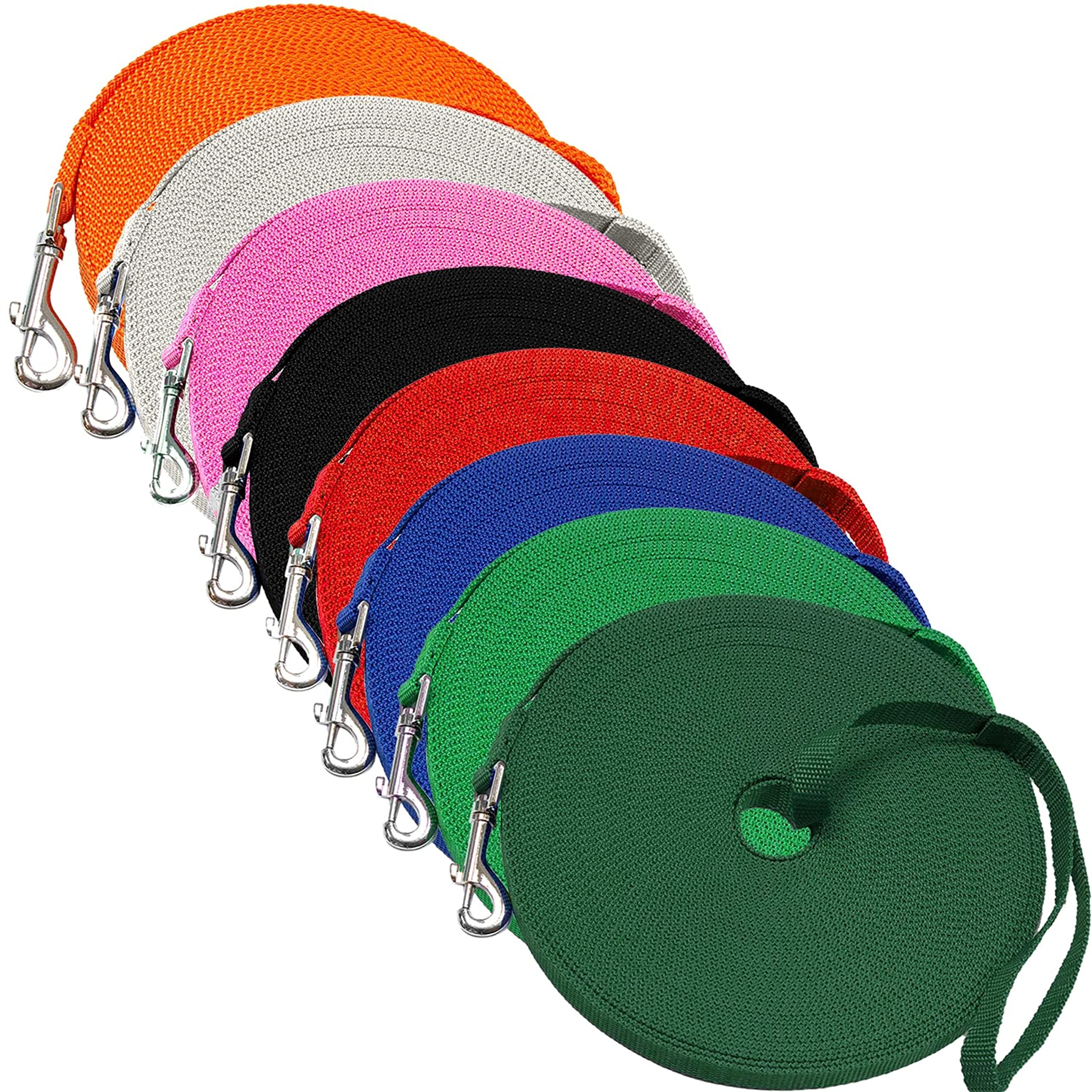 Downtown Pet Supply - Long Dog Training Leash for Recall & Obedience - Nylon, 30 ft, Hunter Green