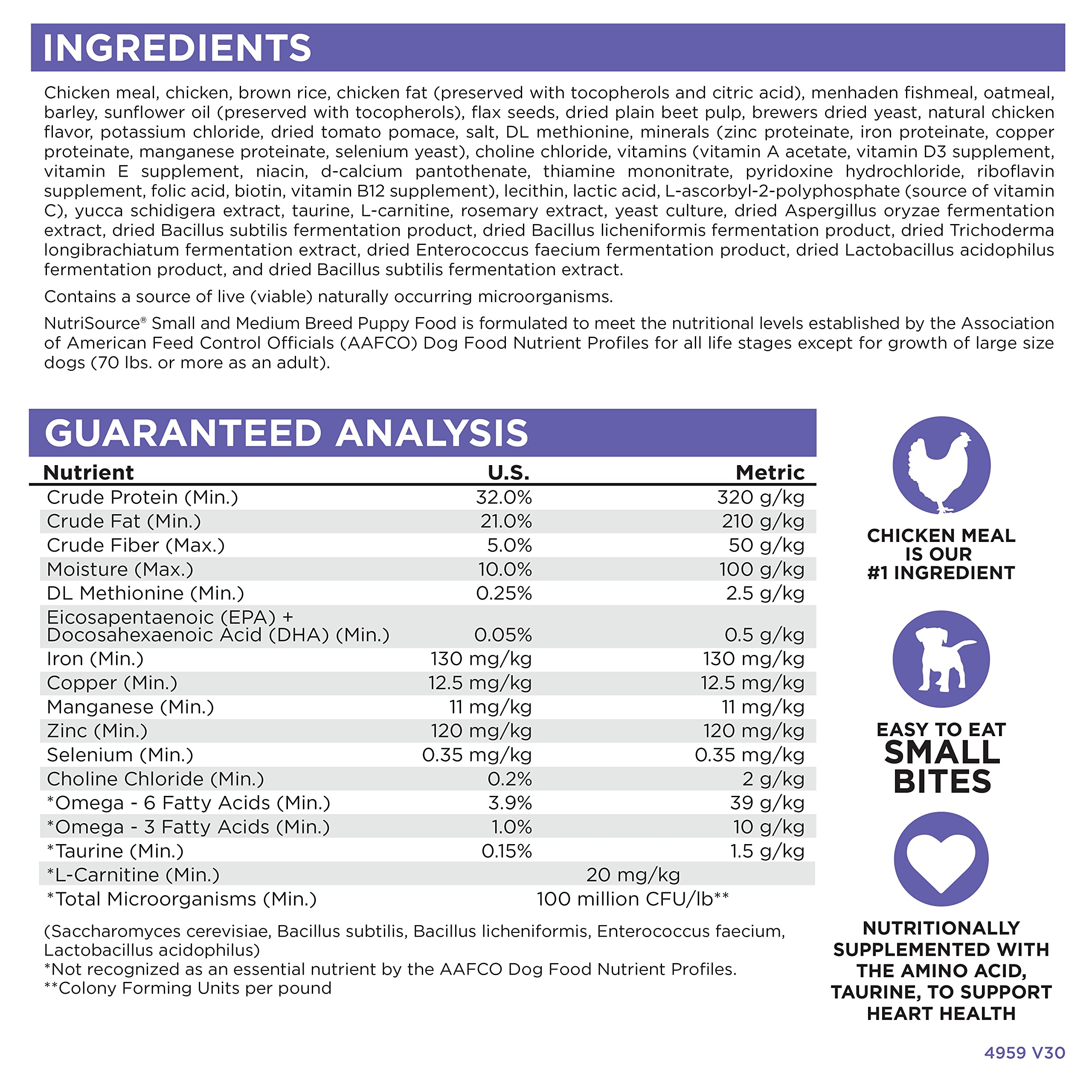 NutriSource Puppy Food for Small and Medium Breeds, Chicken Meal and Rice, 5LB
