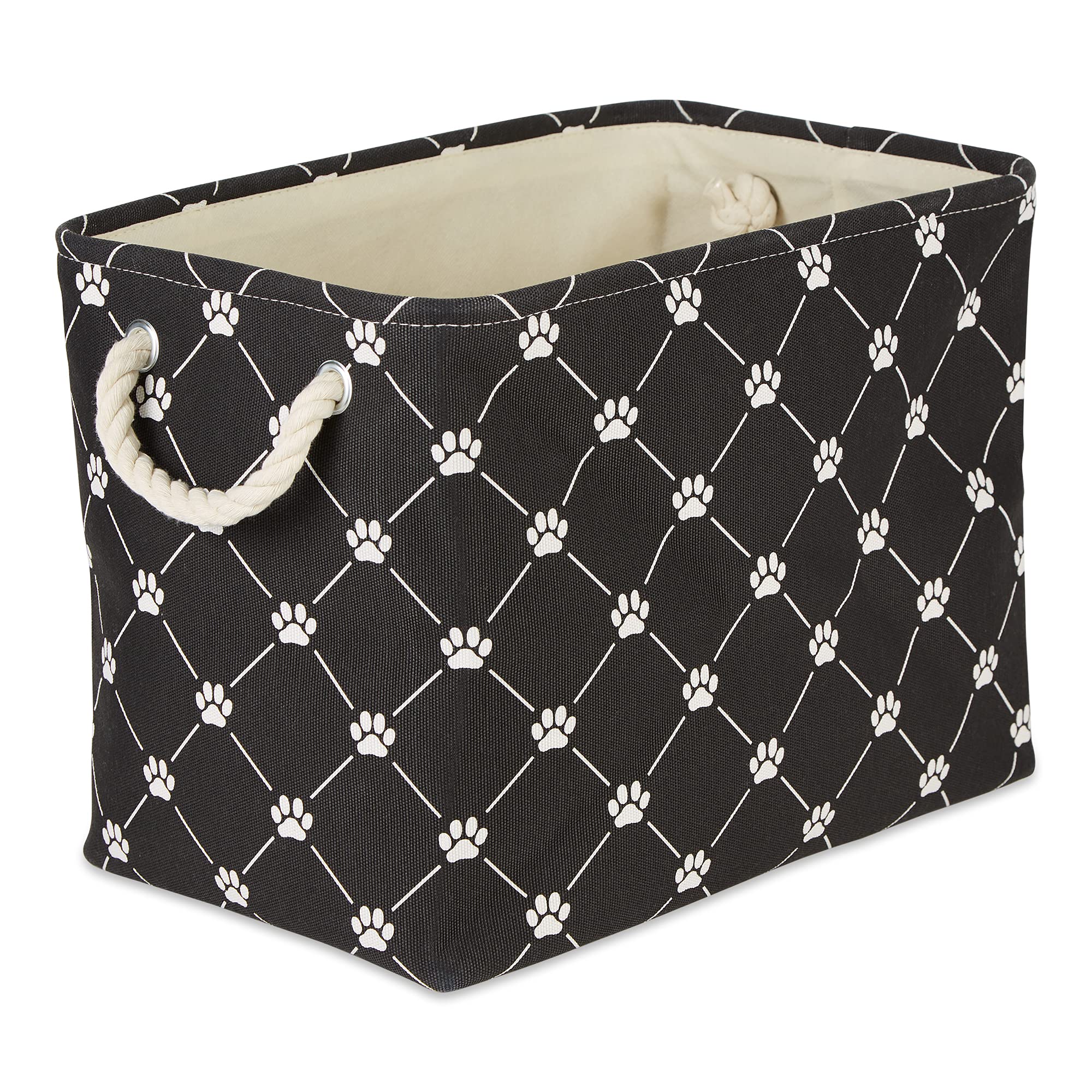 Bone Dry Pet Storage Paw and Bone, Trellis Collection, Medium Rectangle, 16x10x12, Black