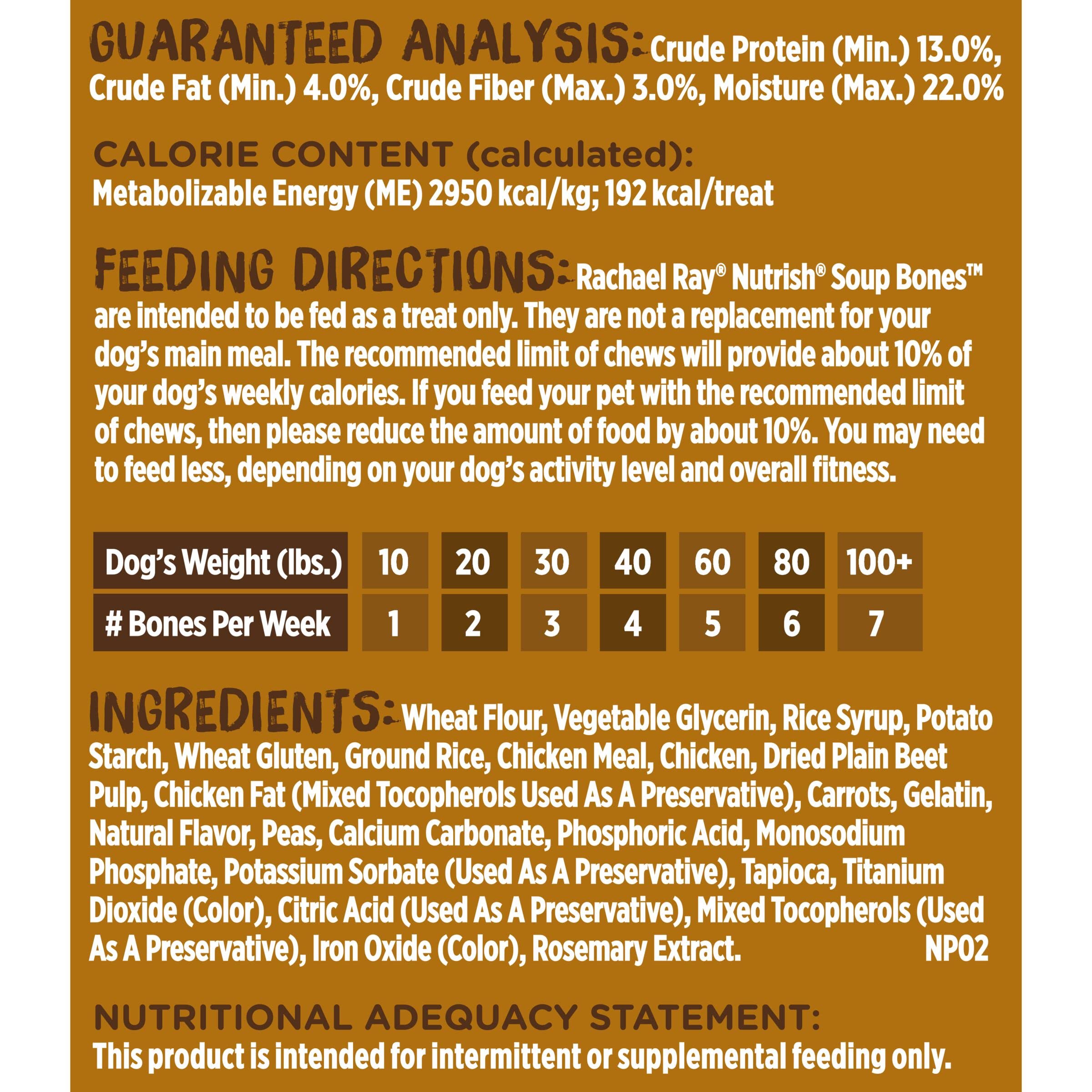 Rachael Ray Nutrish Soup Bones Dog Treats, Chicken & Veggies Flavor, 3 Bones (Pack of 8)