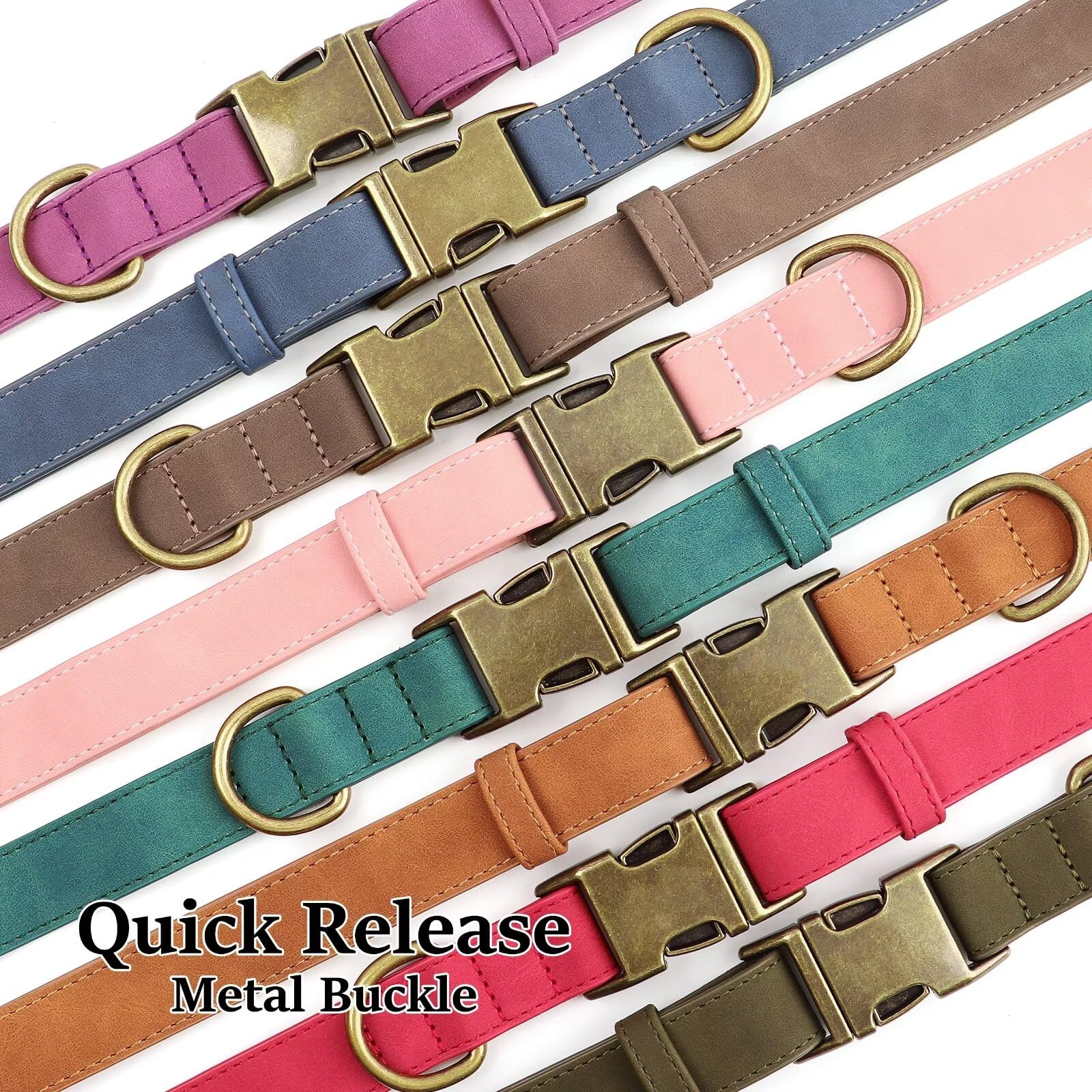 Didog Soft Leather Dog Collar, Durable Quick Released Dog Collars With Metal Buckle, Adjustable Pet Collar Faux Leather For Smal