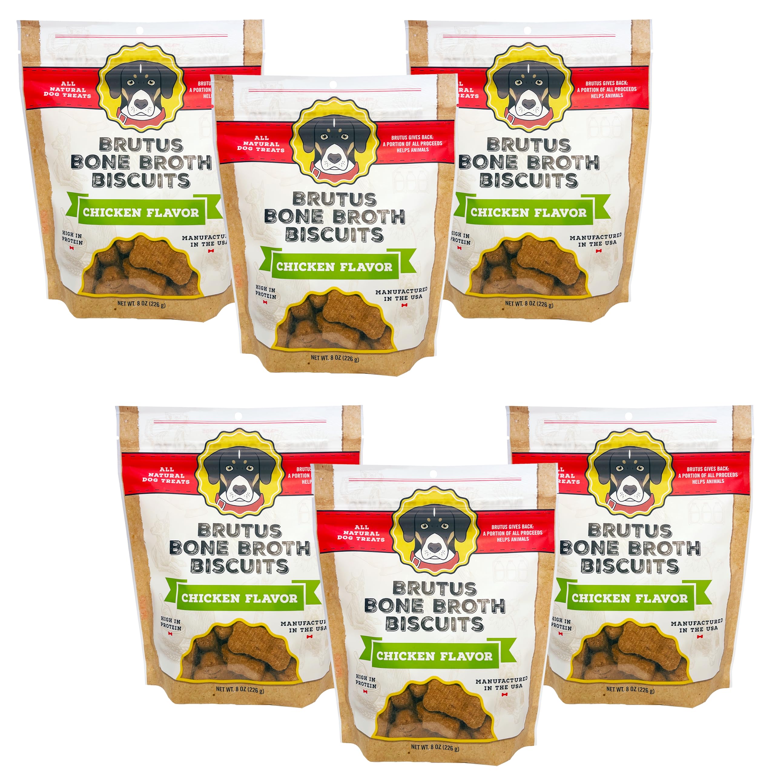 Brutus Bone Broth Biscuits (Chicken) - Healthy Dog Treats - Natural Dog Biscuits with Bone Broth and Real Chicken Meat - 18 Gram