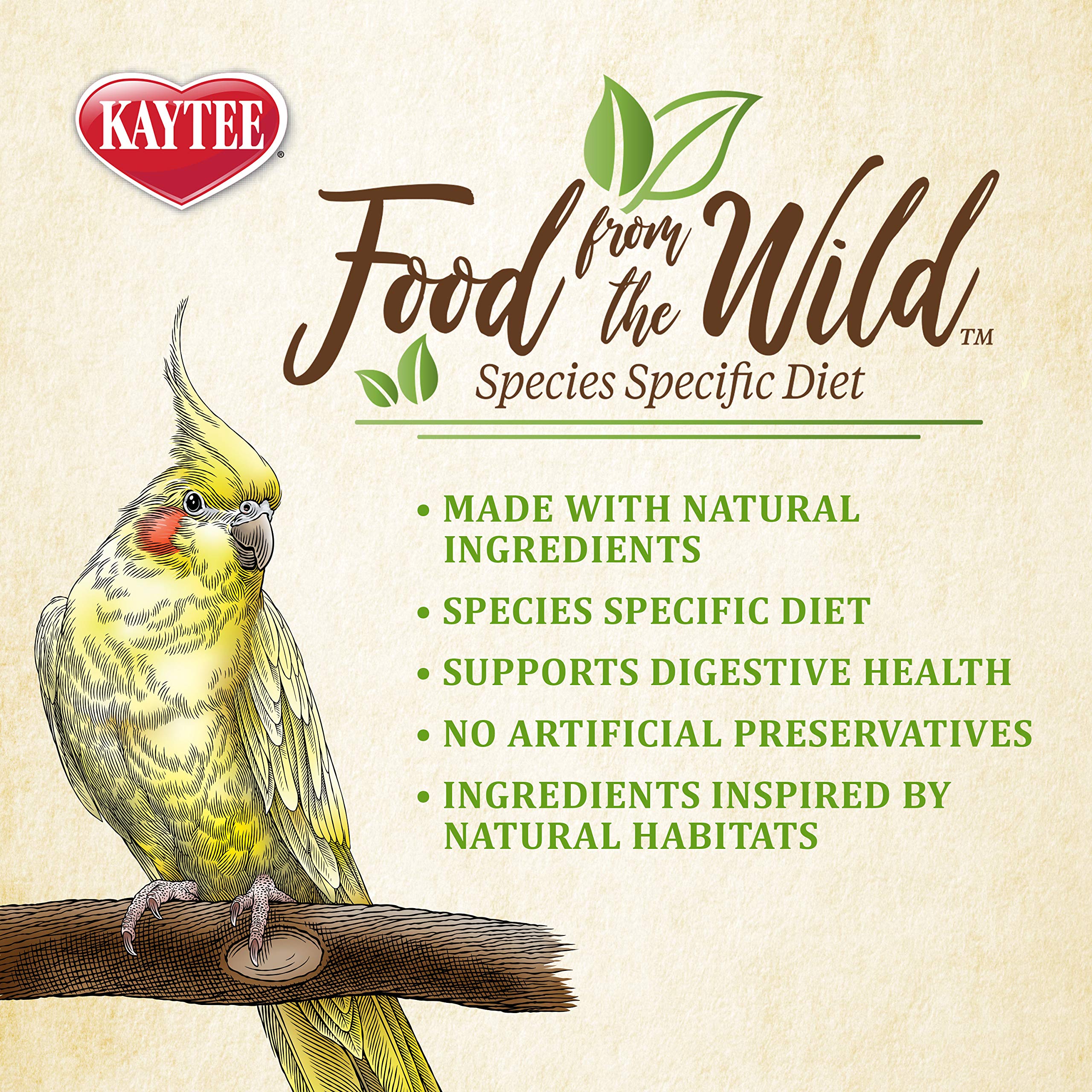 Kaytee Food from The Wild Natural Pet Cockatiel Bird Food, 2.5 Pound