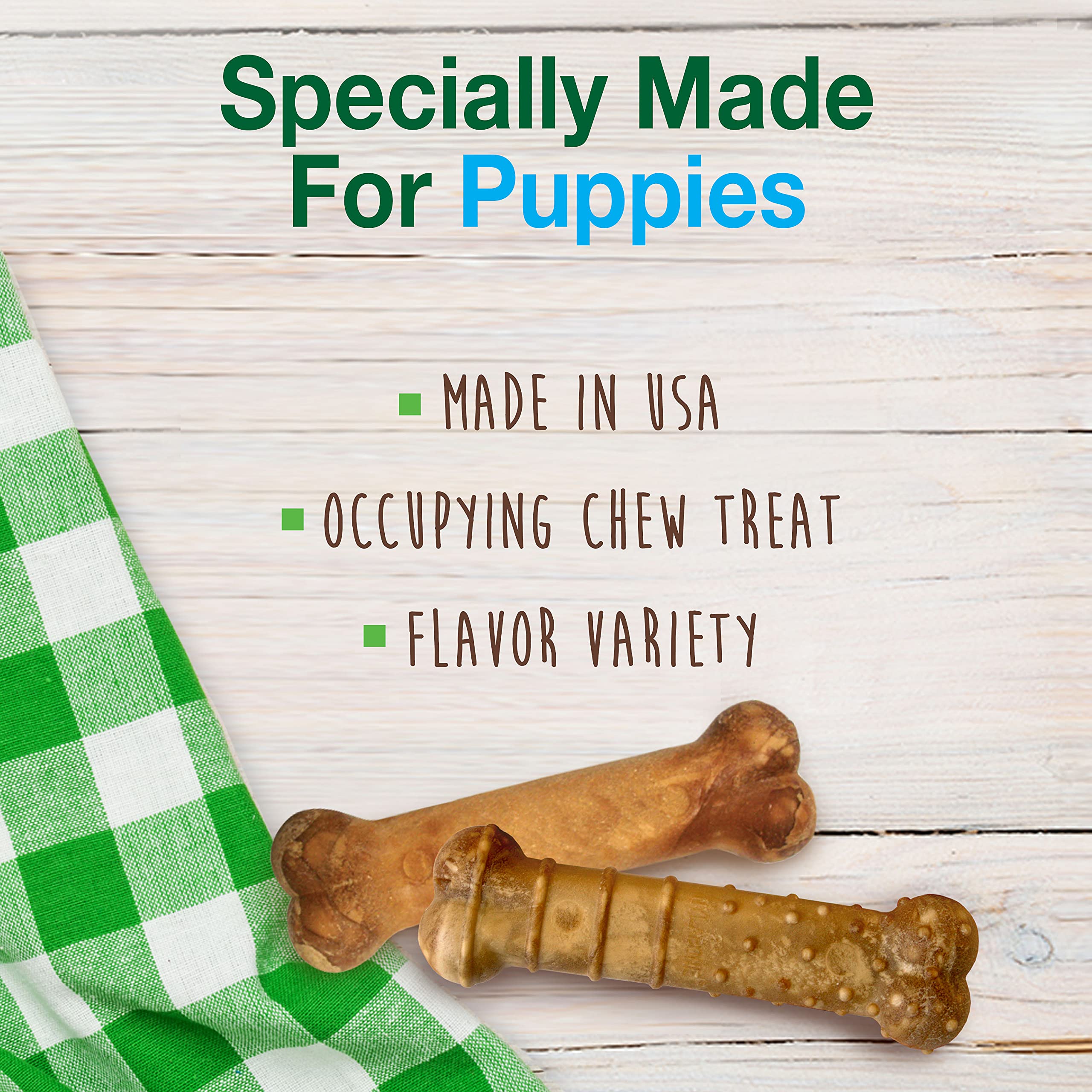 Nylabone Healthy Edibles Natural Puppy Chews Long Lasting Treats for Puppies, Roast Beef, Apple & Bacon Flavor, X-Small/Petite (