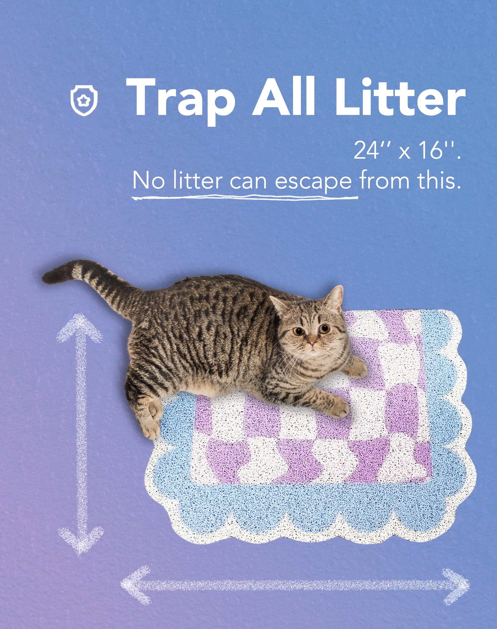Lukamoo Cute Cat Litter Mat (Blue, Medium (24'' X 16''))