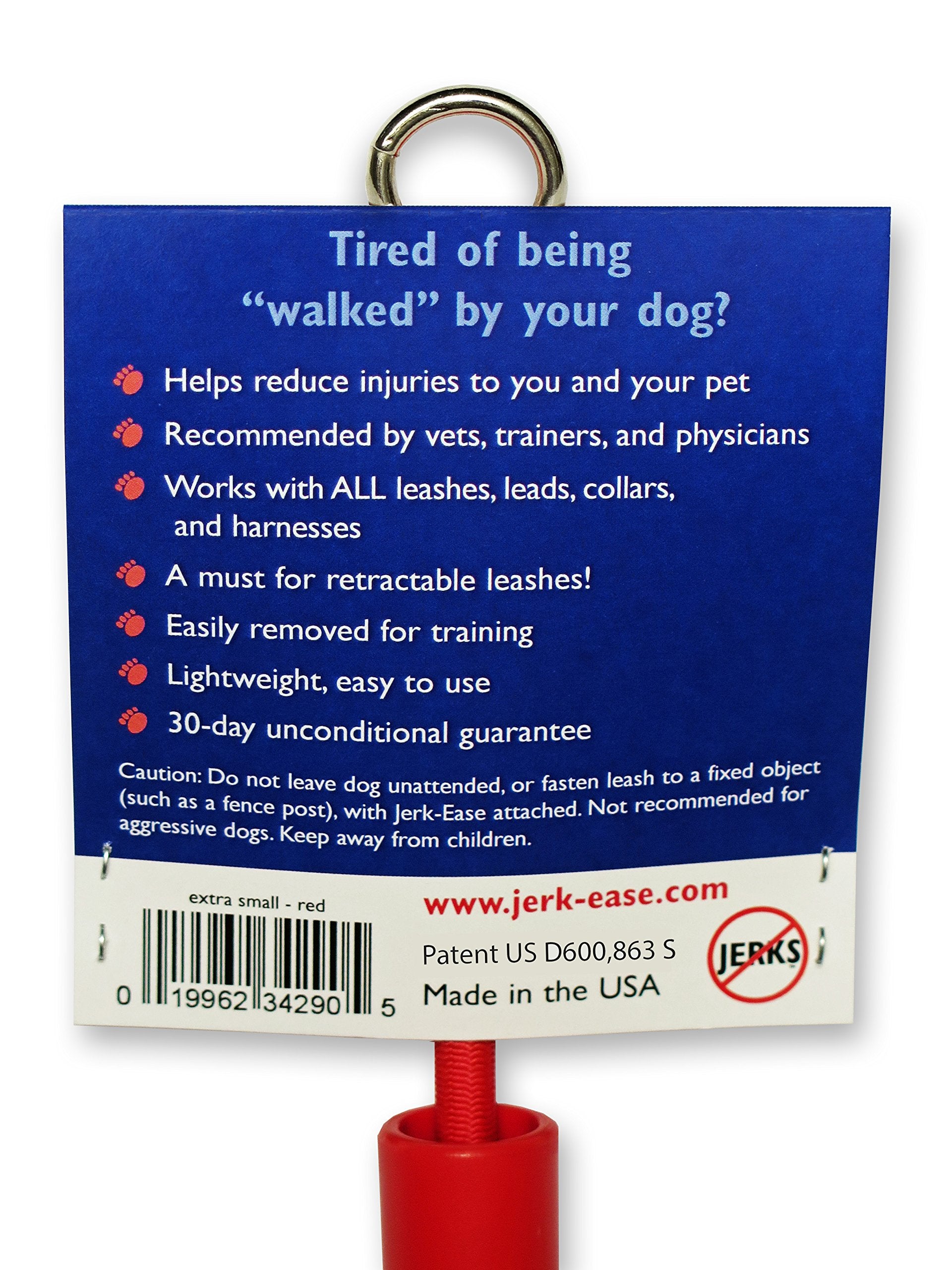 JERK-EASE BUNGEE DOG LEASH EXTENSION - Patented Shock Absorber Attachment Protects You and Your Dogs - Works with ANY Leash & Co