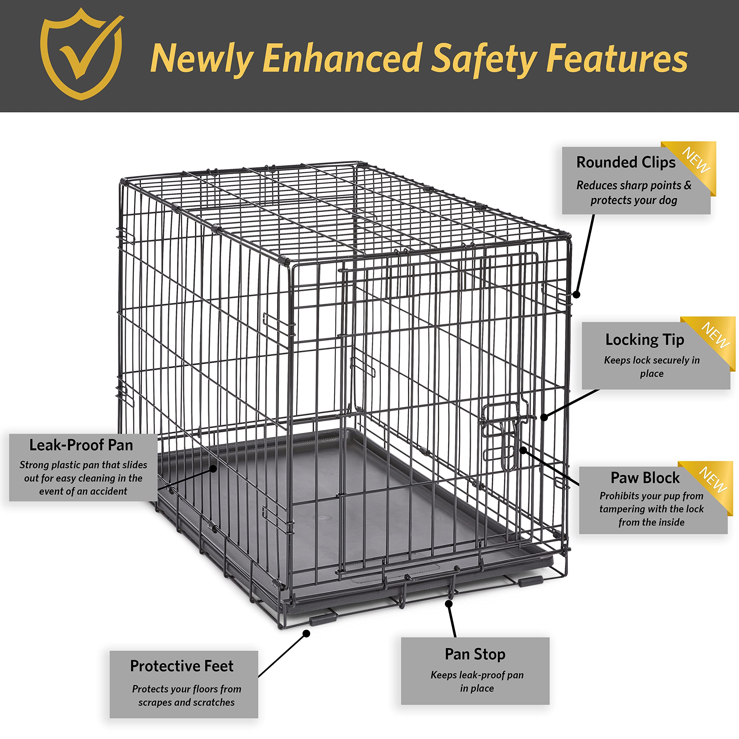 New World Newly Enhanced Singledoor New World Dog Crate, Includes Leak-Proof Pan, Floor Protecting Feet, & New Patented Features, 30 Inch