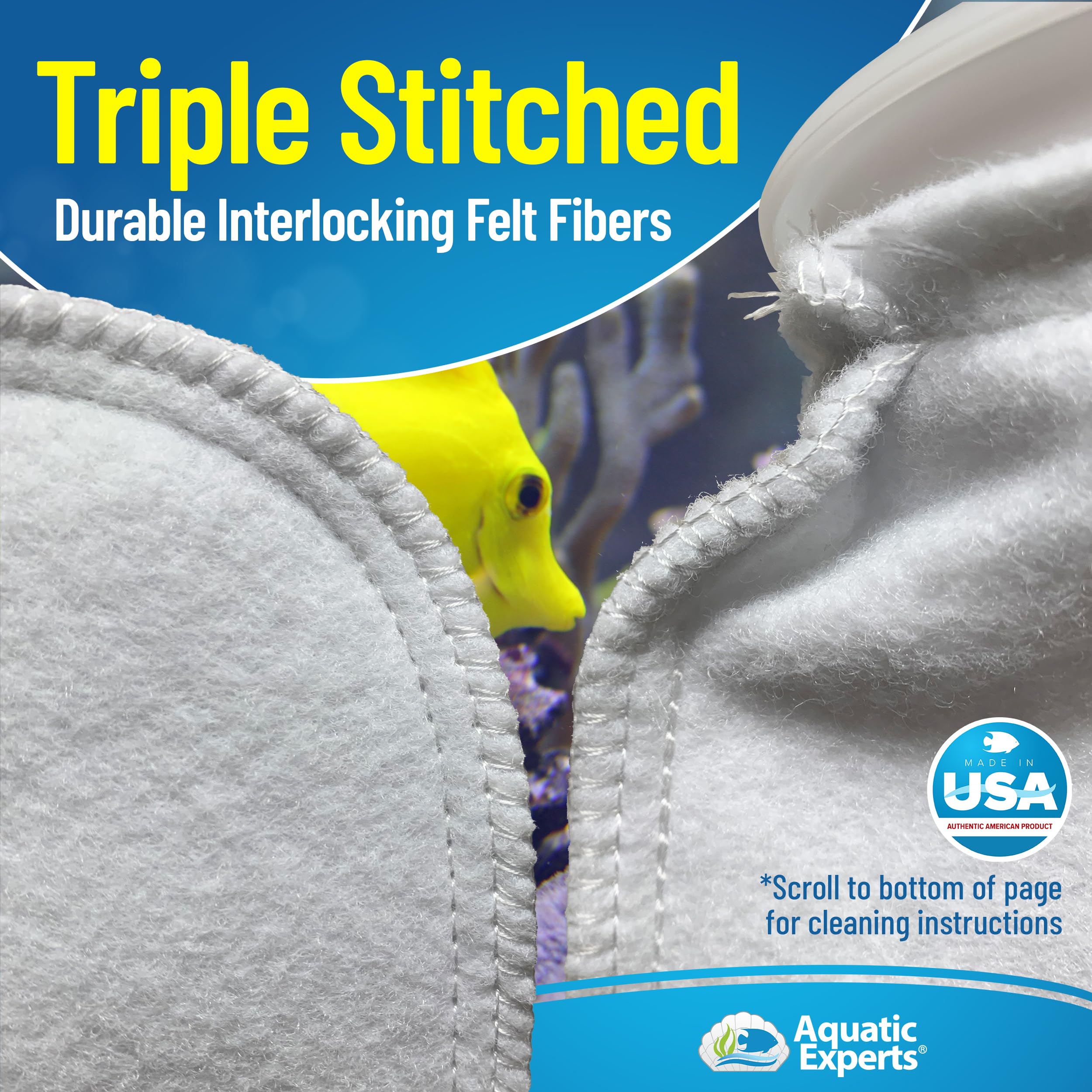 Aquatic Experts 4 inch Ring Filter Socks 200 Micron, Filter Socks for Saltwater Aquarium, Sump Filter Sock, Felt Aquarium Socks,