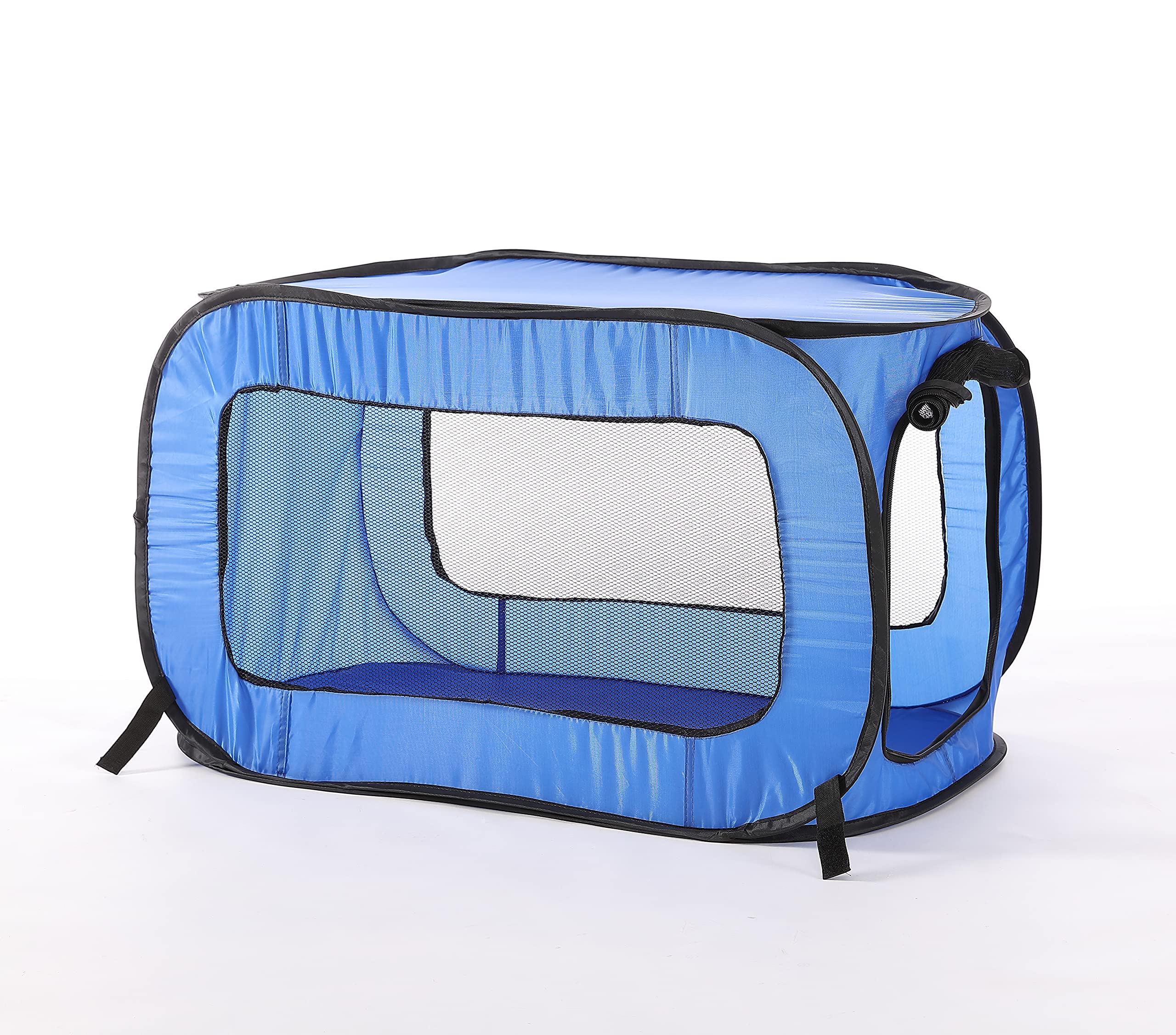 Beatrice Home Fashions Portable, Collapsible, Pop Up Travel Pet, Cat And Dog Kennel, 24' L X 16.6' W X 16' H, Blue