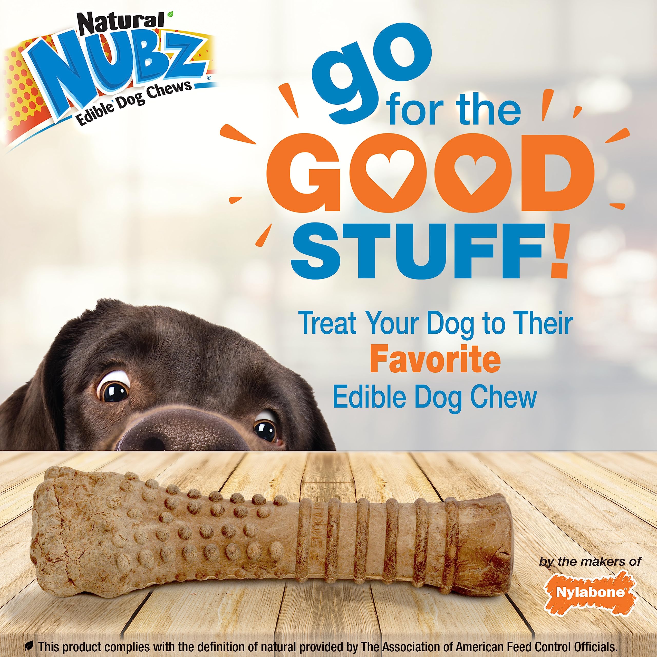 Nylabone Nubz Wild Natural Edible Chew Treats for Dogs, Made in USA, Bison Flavor, X-Large - 50+ lbs. (1 Count)