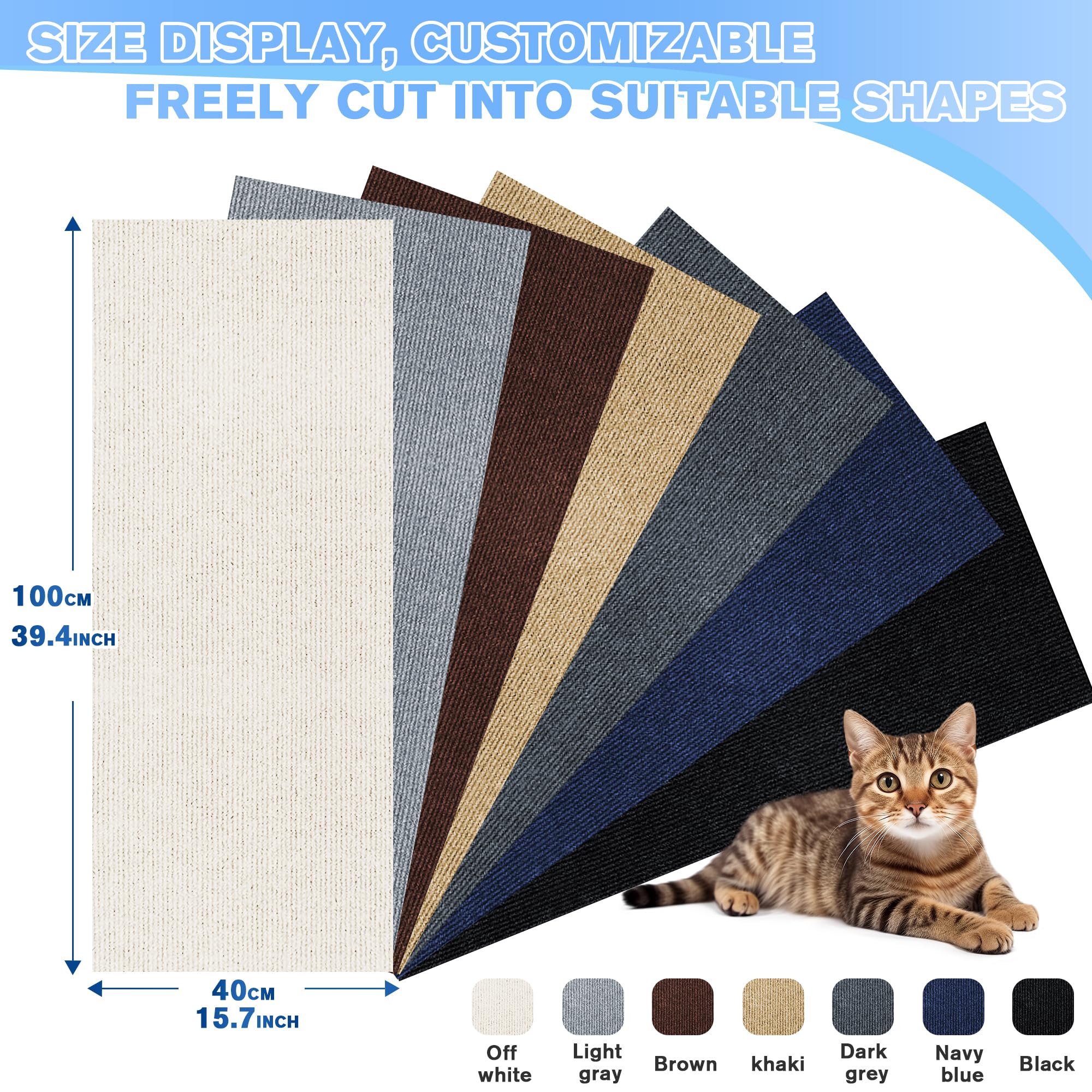 Couch Cat Scratch Protector 2Pack, 39.3X15.7 Cat Scratch Mat Self-Adhesive Carpet Mat Cat Wall Shelves,Diy Cat Pad Furniture