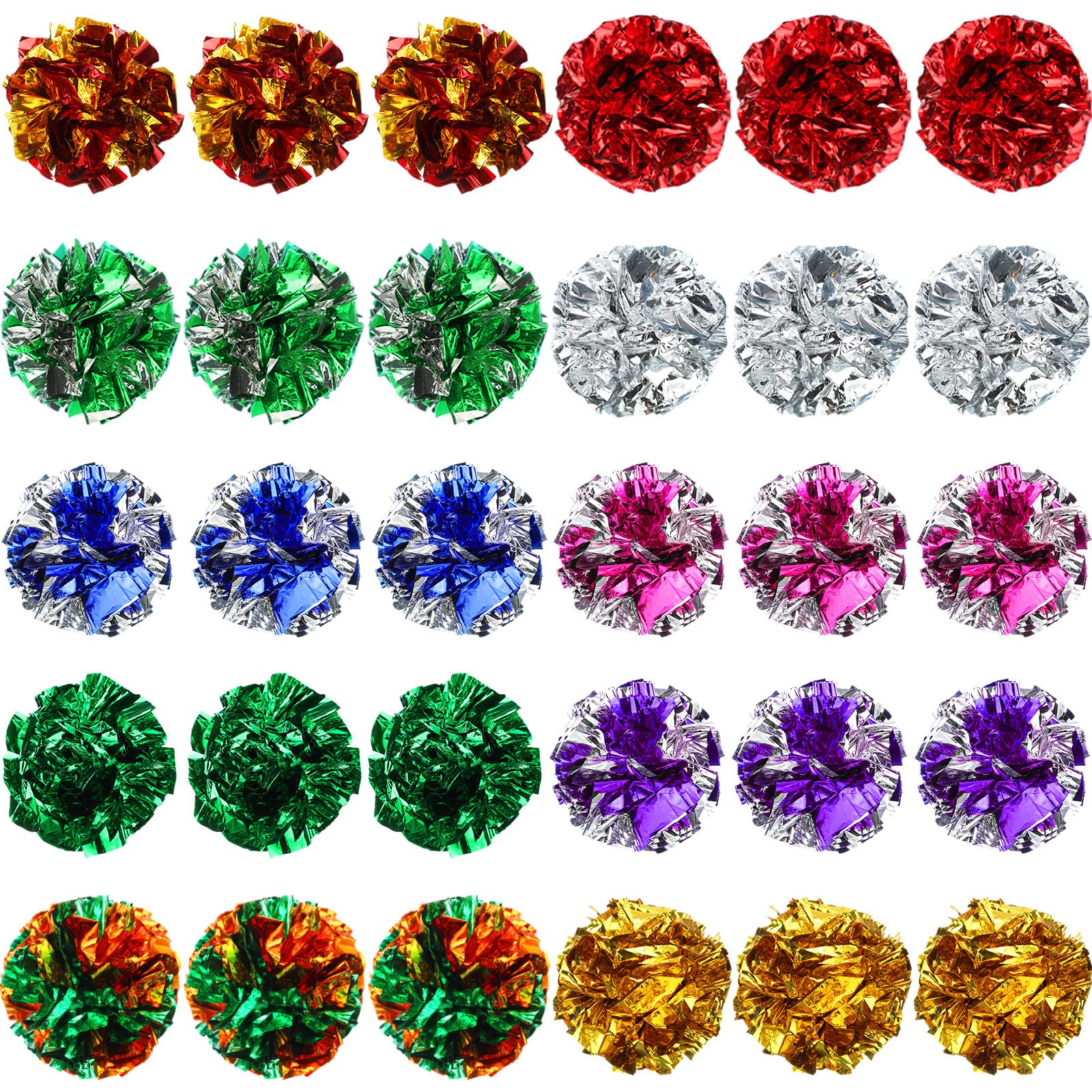 Silkfly 100 Pcs Polyester Film Cat Crinkle Balls Toys Bulk, 2.36Inch Colorful Cat Balls Lightweight Chew And Chase Cat Polyester Fi