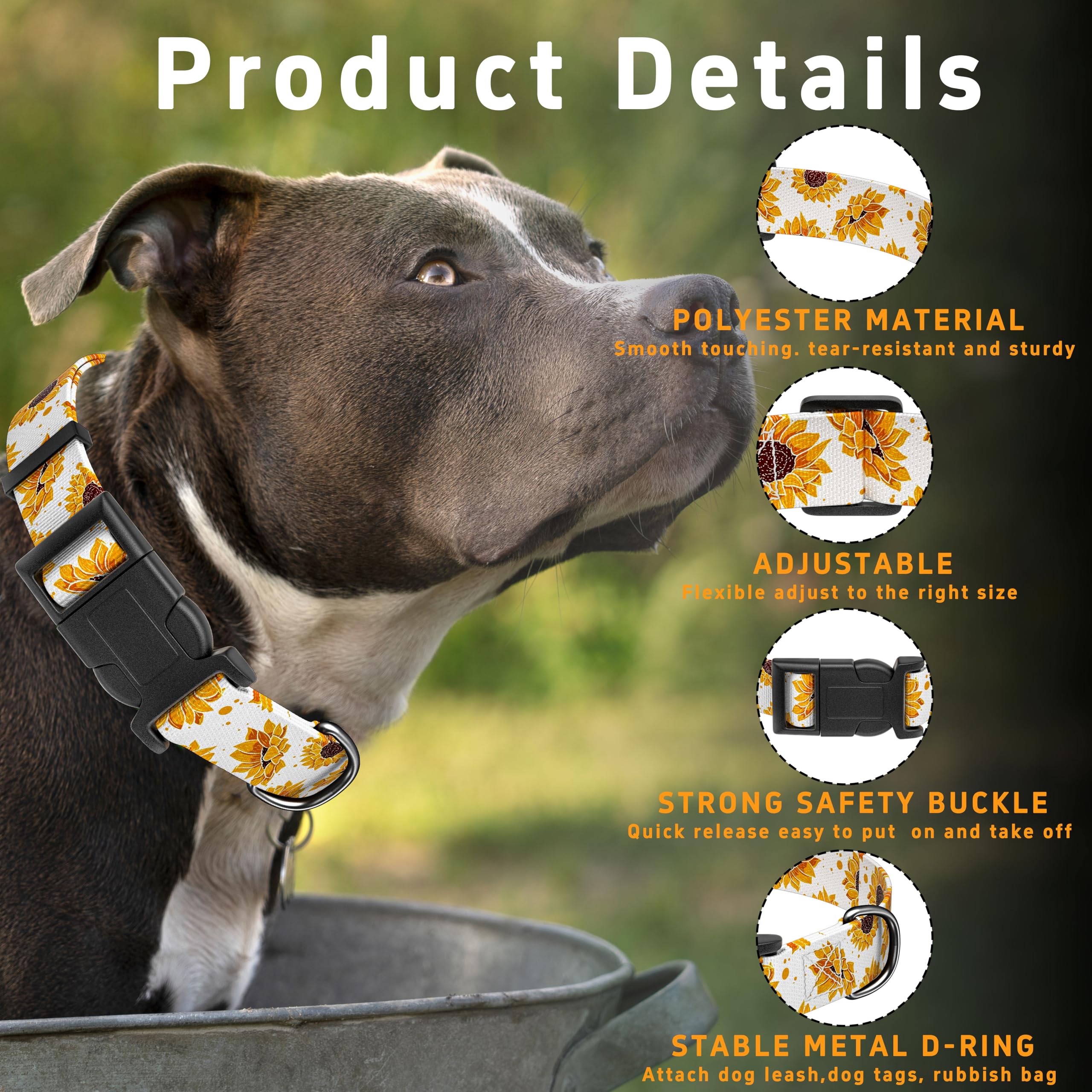 Seyezo Dog Collar, Floral Boys Girls Puppy Collar For Small Medium Large Dogs, Soft Adjustable Collar With Safety Buckle For Mal