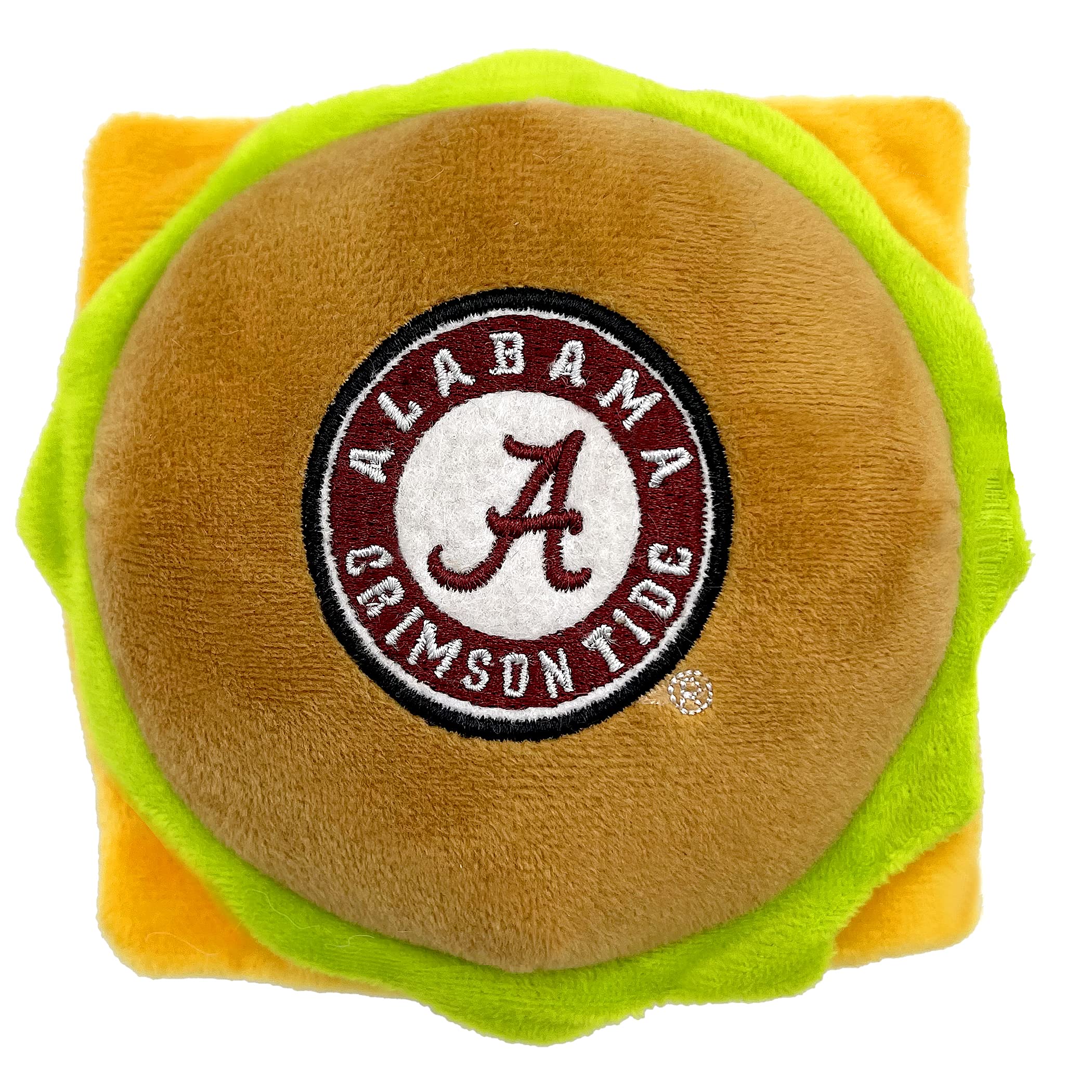 Ncaa Alabama Crimson Tide Cheeseburger Plush Dog & Cat Squeak Toy- Cutest Stadium Hamburger Snack Plush Toy For Dogs & Cats With