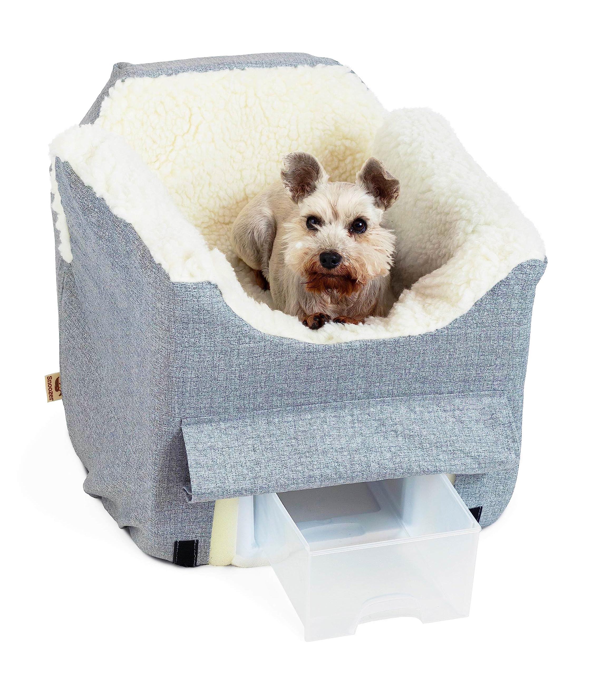 Snoozer Lookout II Dog Car Seat for Small Dogs 0-15 lbs, Stone Diamond Fabric, Removable Washable Cover