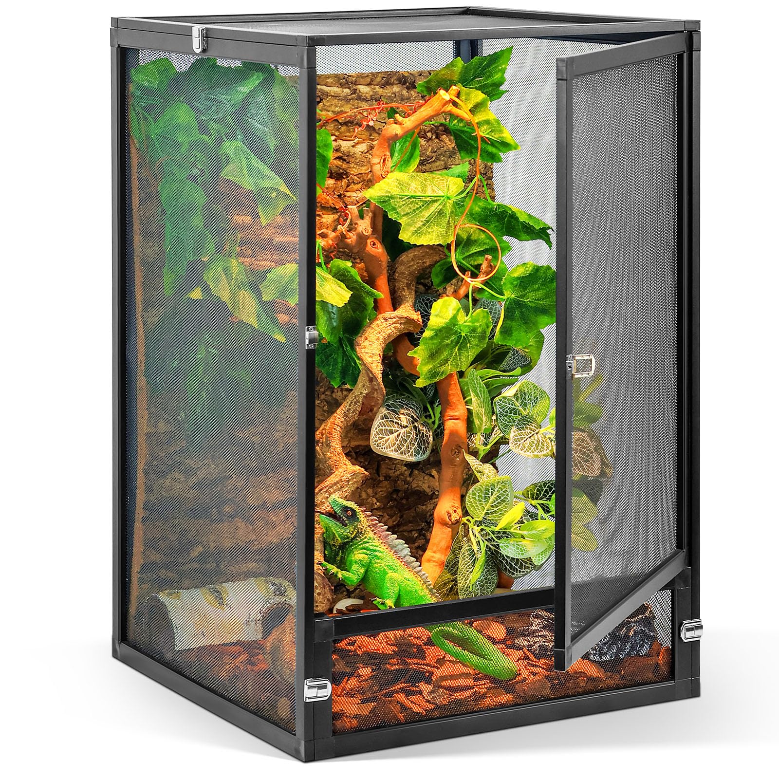 Runduck 33 Gallon 360 Panoramic Foldable Reptile Terrarium Kit: Crested Gecko Tank And Reptile Cage For Superior Ventilation, Ea